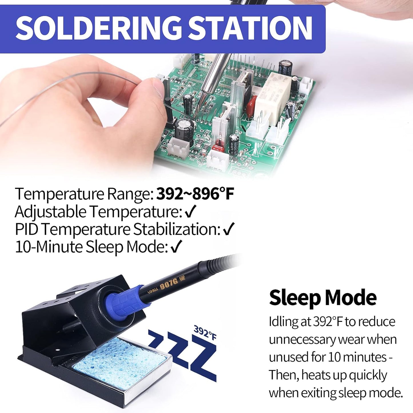 YIHUA 8786D I 2 in 1 Hot Air Rework and Soldering Iron Station with °F /°C, Cool/Hot Air Conversion, Digital Temperature Correction and Sleep Function