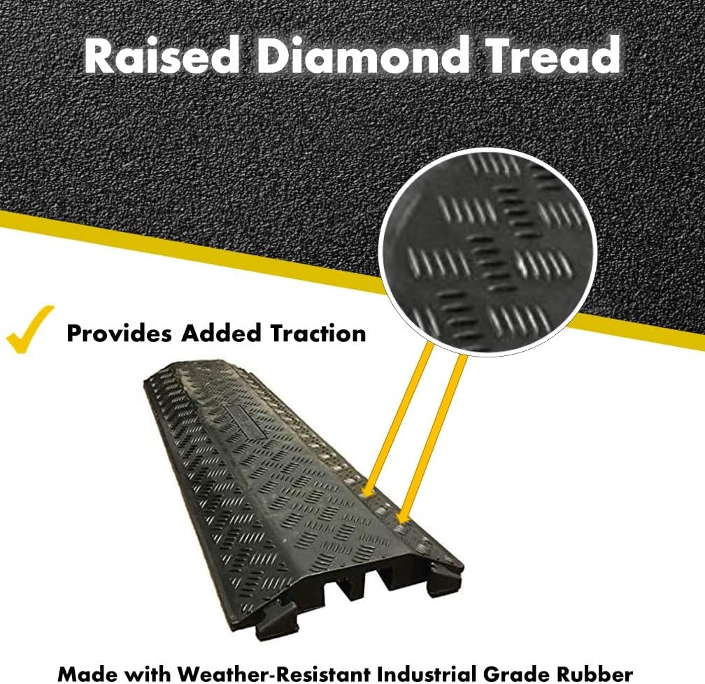 Kable Kontrol Drop Over Floor Cord Cover – 40” Inch Long 2 Channel Cable or Wire Protector – Rubber Ramp for Indoor and Outdoor Use – Black