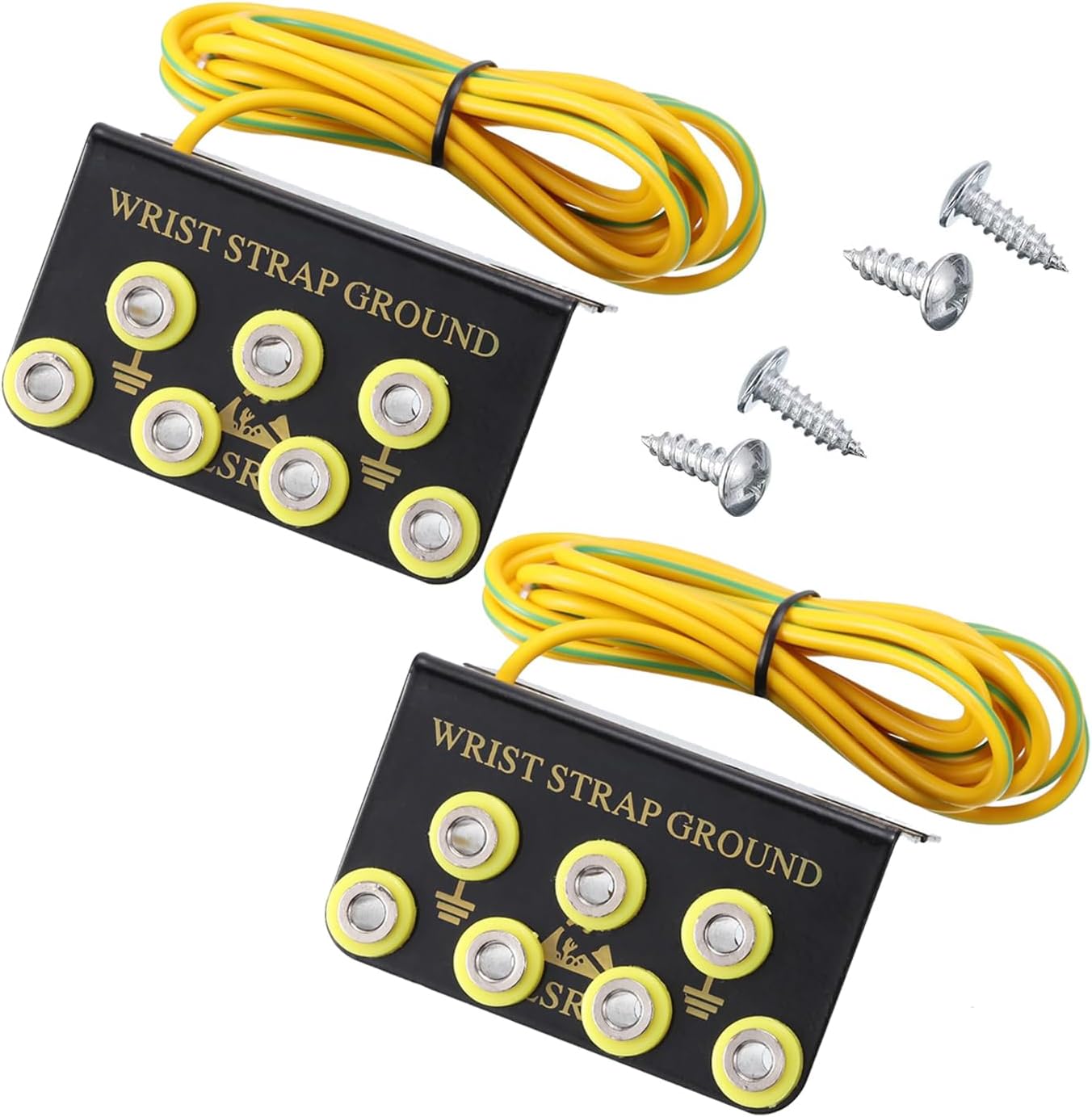 7-Port ESD Wrist Strap Grounding Kit with 5.9 ft Terminal Cable and Anti-Static Socket Connector, L-Shaped Aluminum Hub with 1 MΩ Resistors, Static Protection for Electronics Workbench(7-Port(2Pack))