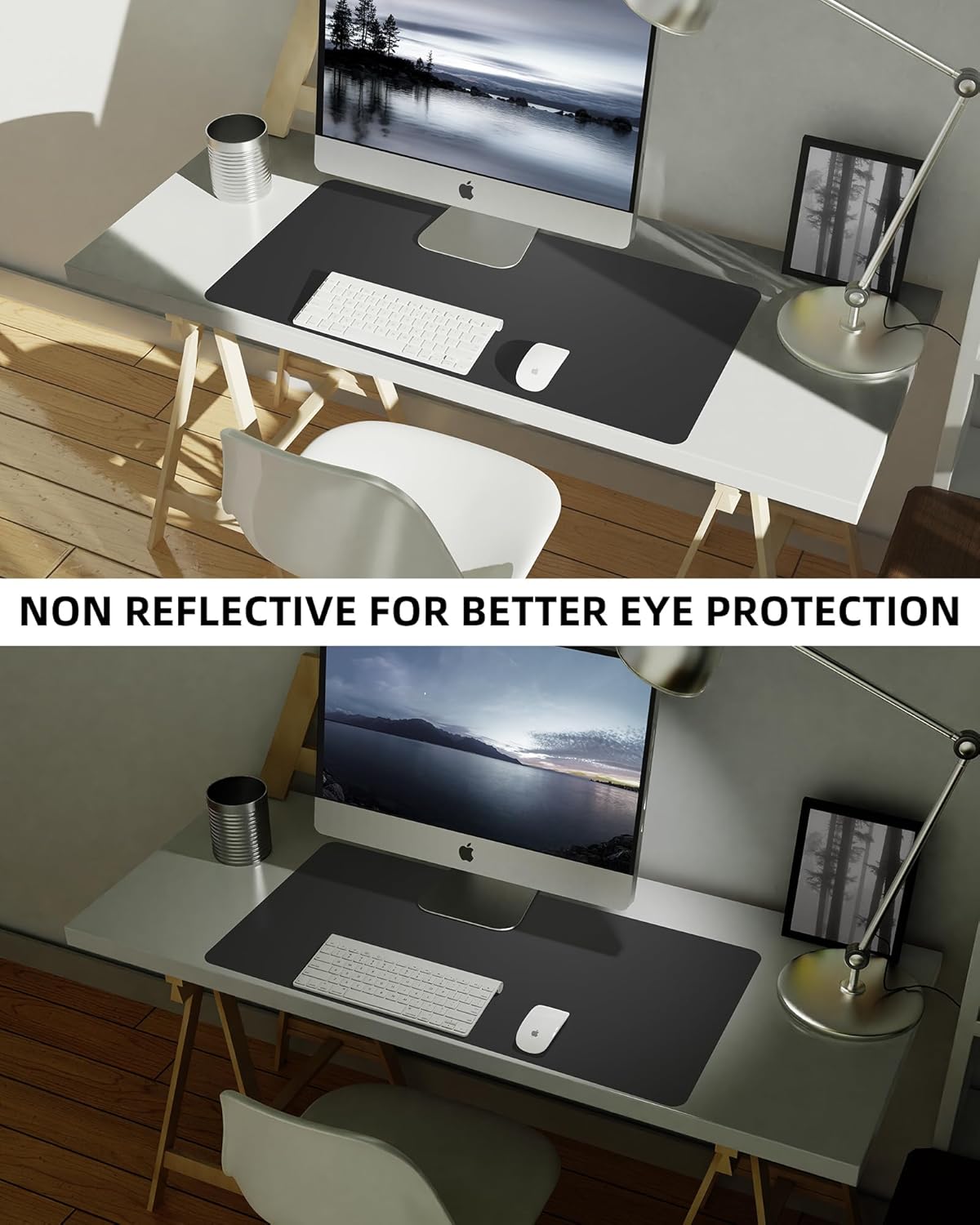 Non-Slip Desk Pad,Mouse Pad,Waterproof PU Leather Desk Protector,Ultra Thin Large Desk Blotter,Waterproof Keyboard mat for Office/Home/Decor(Black 23.6" x 13")