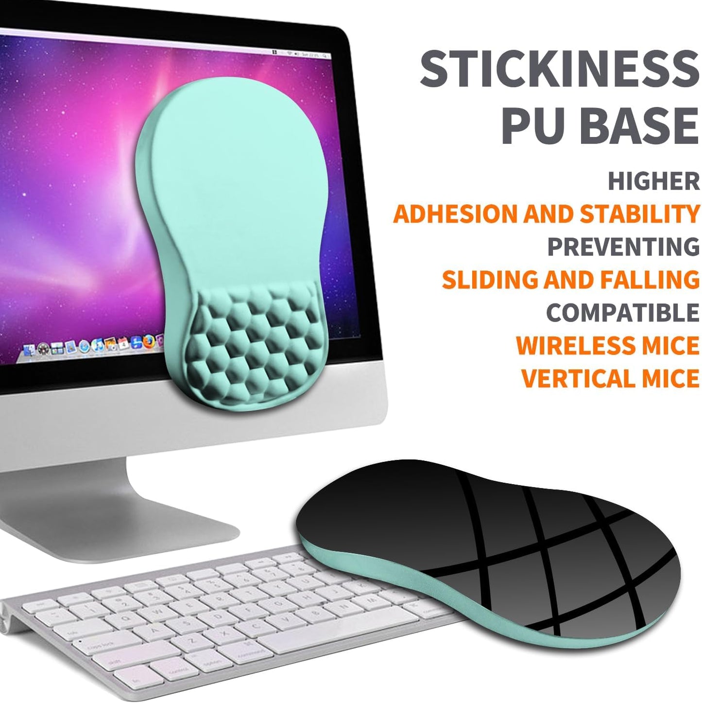 Ergonomic Joint Wrist Support Mouse Pad with Memory Foam Cushion Massage Bump, Carpal Tunnel Pain Relief Mousepad Slope Design for Wrist Rest, 11.8x7.9 in, LightBlue