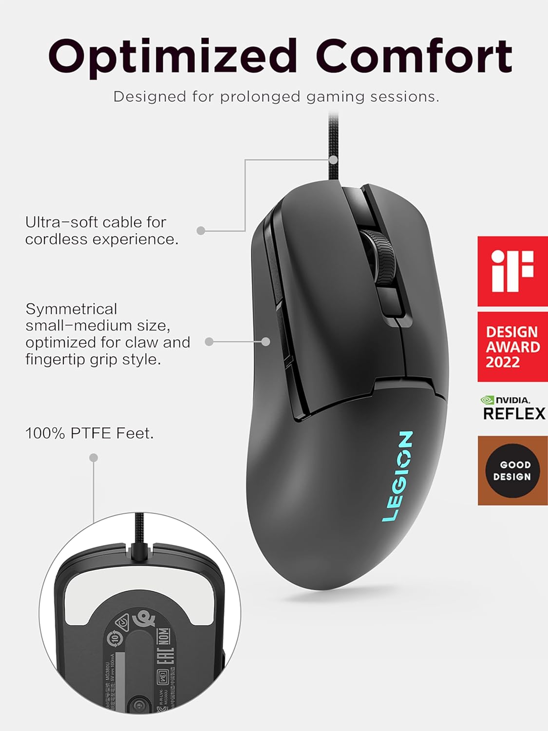 Lenovo Legion M300s RGB Wired Gaming Mouse - 8,000 DPI Adjustable Sensor, 6 Programmable Buttons & 20-Million Clicks Durability with Optimized Comfort (Black)