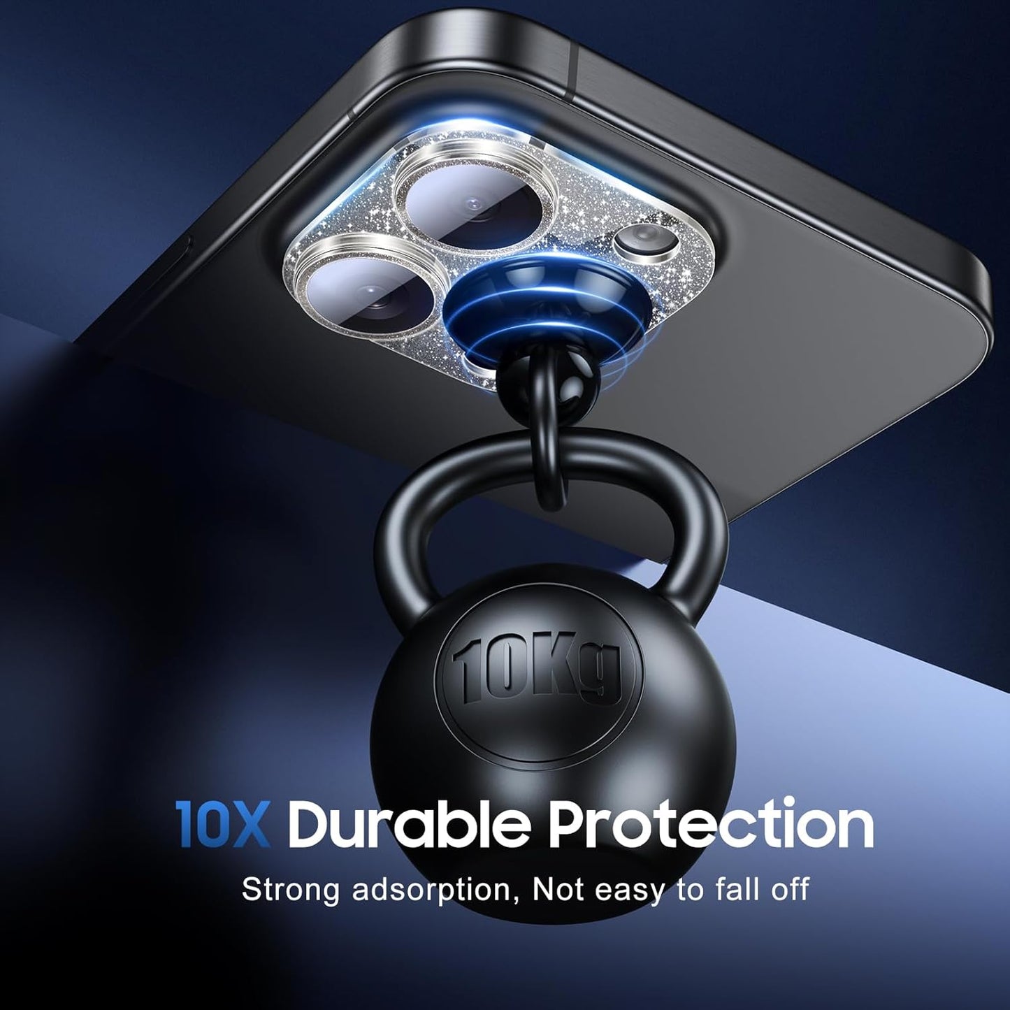 UniqueMe for 3 Pack iPhone 15 Pro/iPhone 15 Pro Max Camera Lens Protector, [Drop Protection] [Case Friendly] Camera Cover Screen [Update New Version] - Intergrated Glitter Black