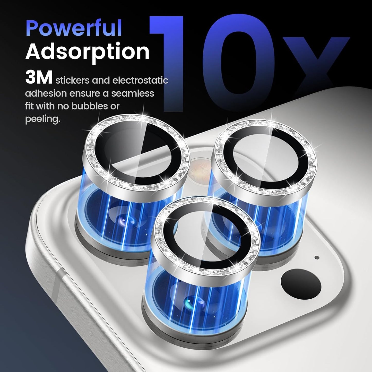 Tensea Camera Lens Protector Compatible for iPhone 16 Pro Max/16 Pro/14 Pro Max/14 Pro, Metal Aluminum Alloy Tempered Glass Cover Camera Screen Protector Accessories, Case Friendly