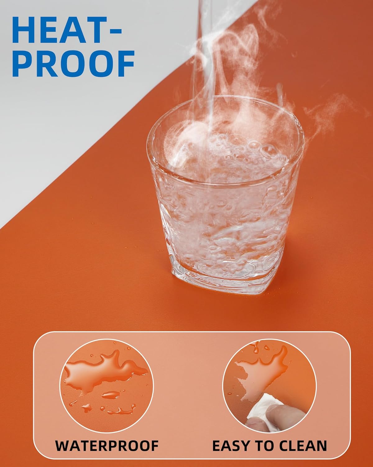 Leather Desk Pad Protector,Mouse Pad,Office Desk Mat, Non-Slip PU Leather Desk Blotter,Large Desk mat,Waterproof Keyboard mat for Office/Home/Decor (Orange,35" x 17")