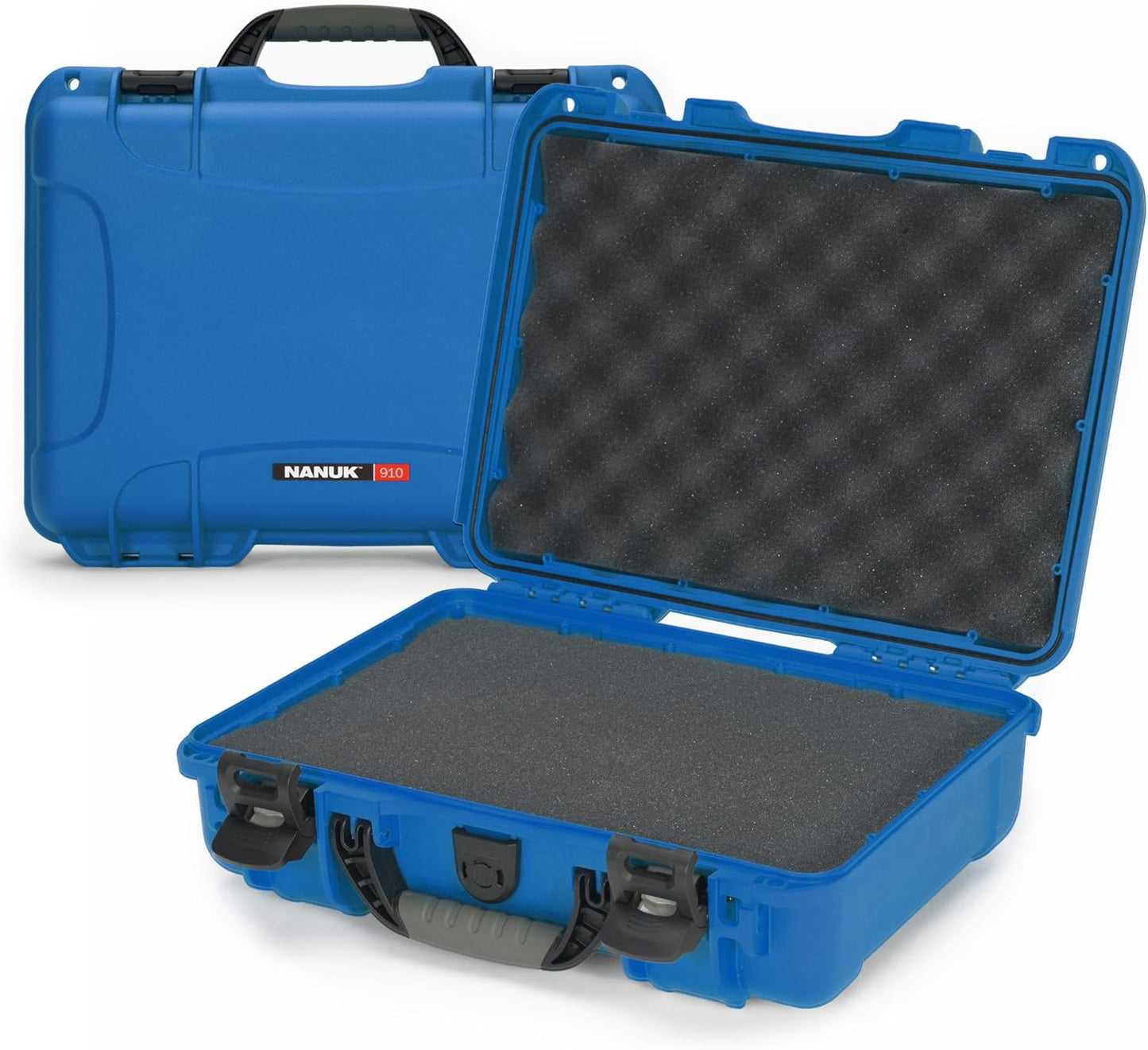 NANUK 910 Hard Case with Customizable Cubed Foam, IP67 Waterproof, Dustproof and Impact Resistant, 14.3” x 11.1” x 4.7”, Rugged Construction for Ultimate Protection, Made in Canada – Blue