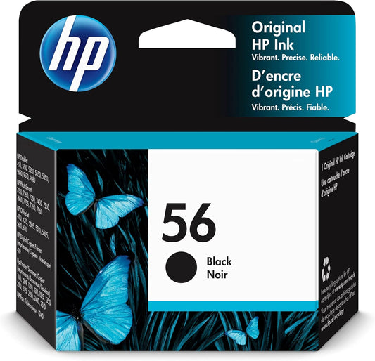 HP 56 Black Ink Cartridge | Works with HP DeskJet 450, 5000, 9600; PhotoSmart 7000; OfficeJet 4000, 5000, 6110; Digital Coper Printer 410; PSC 1000, 2000; Fax 1240 Series | C6656AN