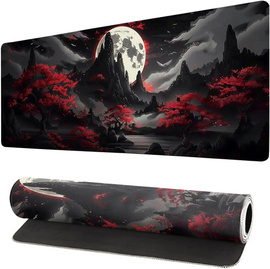 Extended Gaming Mouse Pad, Large Desk Mat XL Anime Mouse Pad Waterproof with Stitched Edges, Non-Slip Desktop Pad for Home and Office, Level Up Your 31.5x11.8 Inch (Night Canyon)