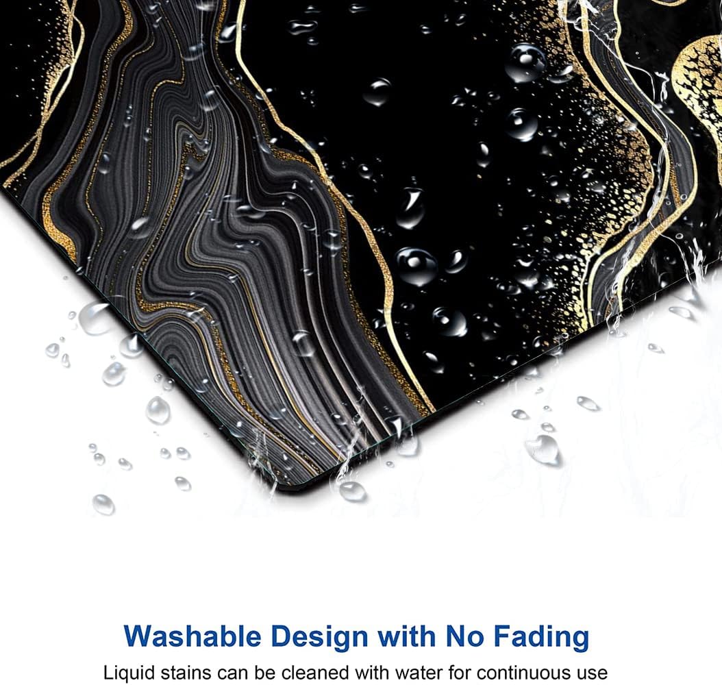 Mouse Pad Marble, Cute Personalized Mouse Pads with Design, Square Washable Cloth Mouse Mat, Gaming Office Home Non-Slip Rubber Base Computer Mousepad, Black Gold Marble