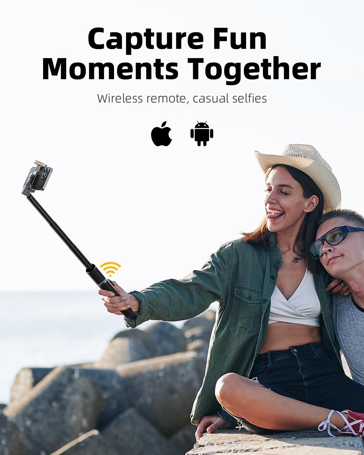 Tripod for iPhone, Selfie Stick for iPhone with Remote, Phone Tripod for Recording,Compatible with All Cell Phone and Camera, A67P-C (52")