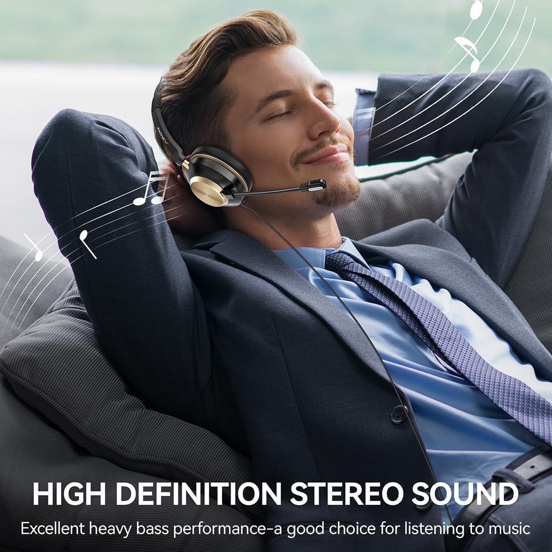 Headset with Mic, USB Headset with Microphone, Computer Headset with Noise Cancelling Microphone for Laptop PC, Mute in-line Controls