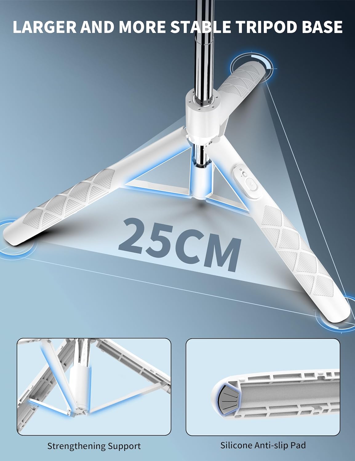 SelfieShow 71" Cell Phone Selfie Stick & Tripod, Smartphone Stand with Remote, Extendable & Travel Compatible with iPhone 15/14/13 Pro Max Gopro Android DJI (White)