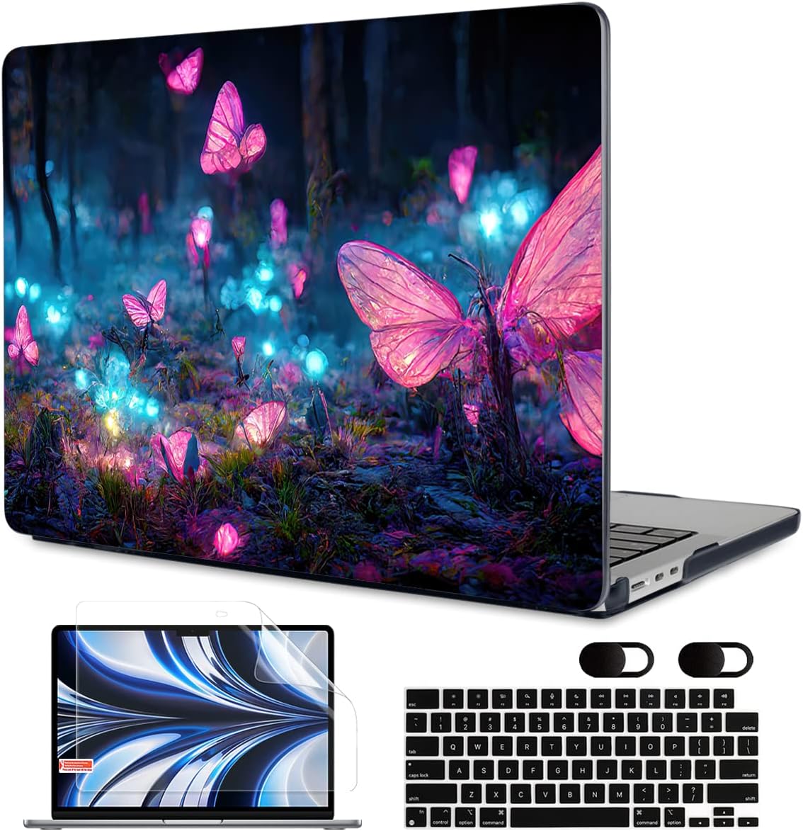 MEEgoodo Case for MacBook Air M4/M3/M2 13.6 inch 2025 2024 2022, Fit Model A3240 A3113 A2681, Compatible with MacBook Air 13 inch, Laptop Hard Shell Case with Keyboard Cover, Fantasy Forest