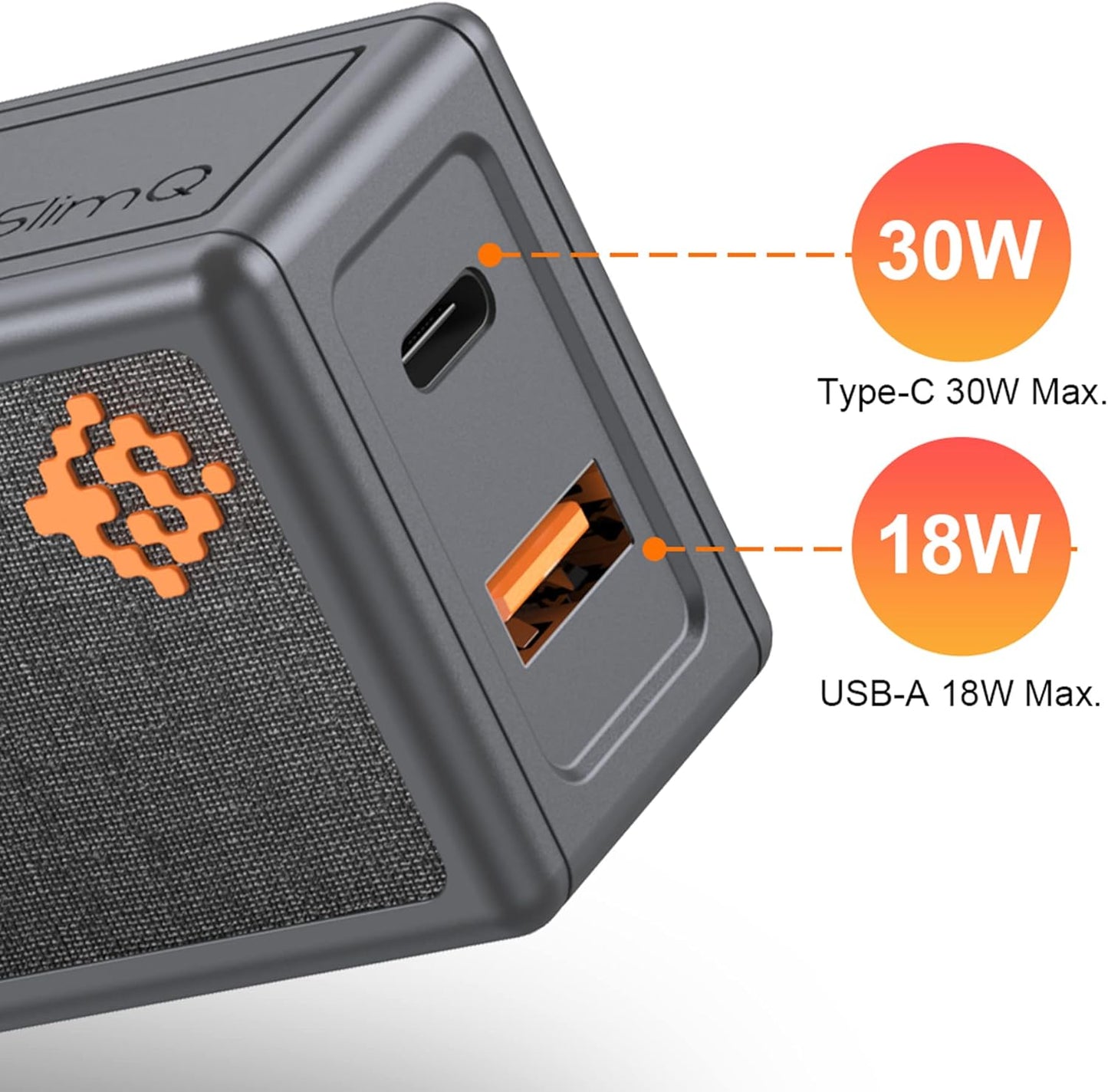 𝐒𝐥𝐢𝐦𝐐 30W USB C GaN Quick Charger PD Mini Type C Wall Fast Charging Block Adapter Foldable Plug Compact Mini GaN Charger for iPhone 13Pro/Max12Mini/iPad Pro/Galaxy/Note 20/Pixel(Upgrade, Grey)