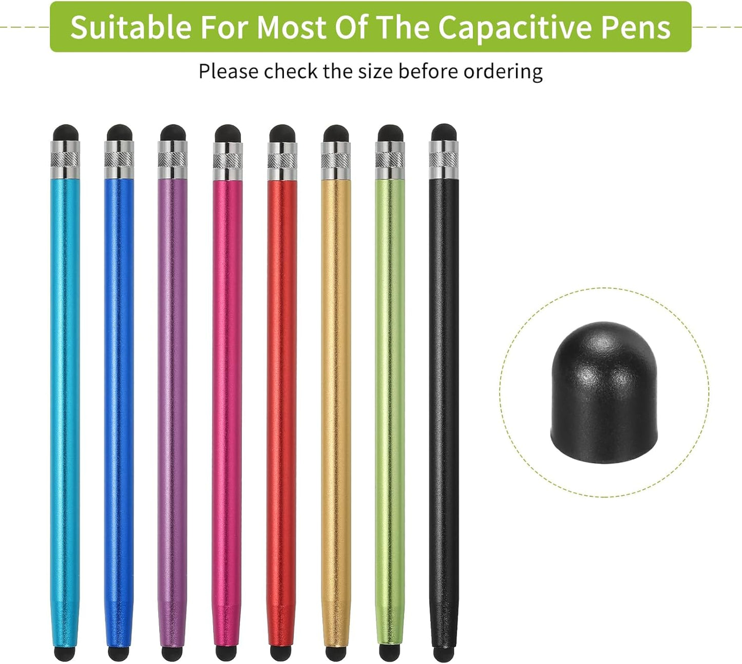MECCANIXITY 20Pcs Replacement Stylus Pen Tips 6mm Conductive Capacitive Touch Screen Pens Tips Silicone Rubber, Black