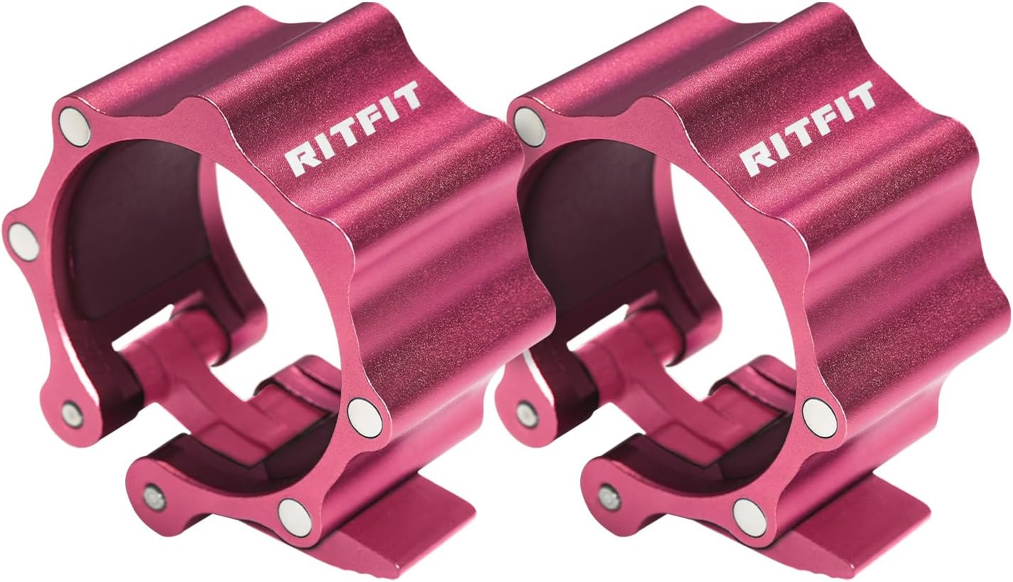 RitFit 2-Inch Magnetic Barbell Collars Locking Clamps - Heavy Duty Aluminum Alloy, Quick Release with Non-Slip TPR Pads for Olympic Weightlifting Powerlifting Training (Pair)