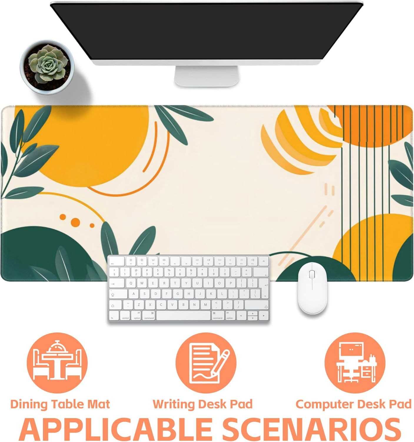 Mouse Pad Large Abstract Shapes and Lines Non-Slip Game Desk Mat with Stitched Edge Laptop Keyboard Desk Pad for Work Home Gaming (35.4 x 15.7 Inches)