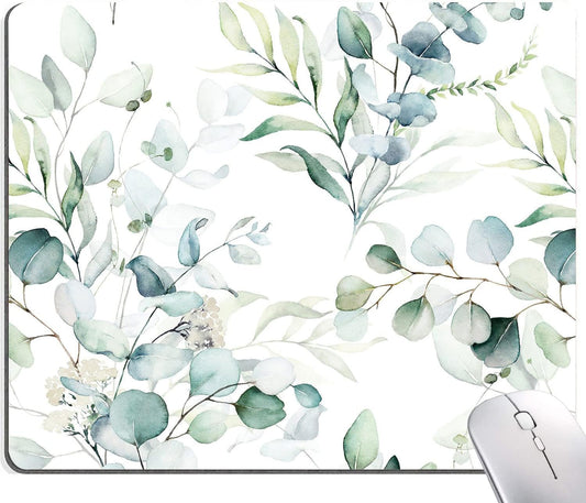 Hokafenle Mouse Pad, Green Leaves Mouse Pad with Design, Premium-Textured Mousepad Square Waterproof Mouse Mat Non-Slip Rubber Base Mouse Pads for Office Laptop, Plant