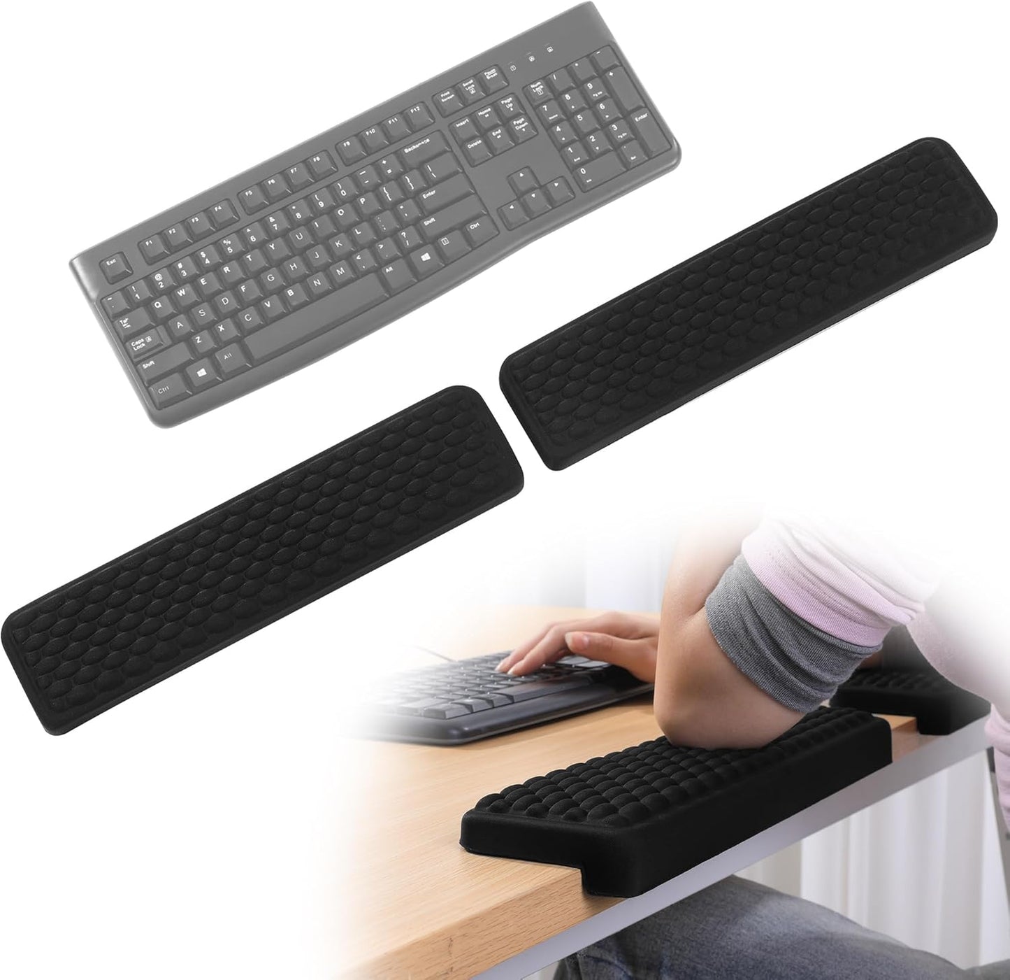 MABOZOO L-Shaped Desk Wrist Elbow Rests, 2PCS Memory Foam Elbow Support Padding with Non-Slip Bottom, Ergonomic Wrist Cushions for Table or Desk Edge