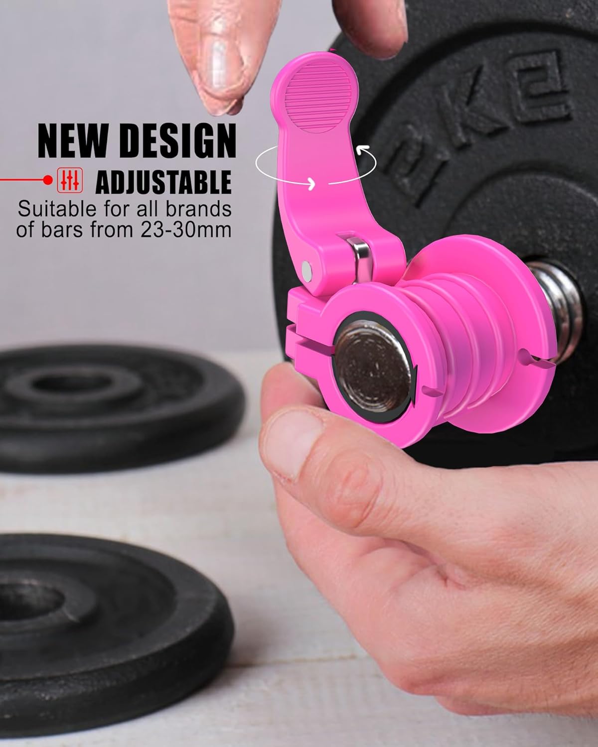 Pro Barbell Clips 1 inch Barbell Clamps 0.9-1.18inch Quick Release Weight Clips for Bars Multi-Size Adjustable Olympic Barbell Clamps