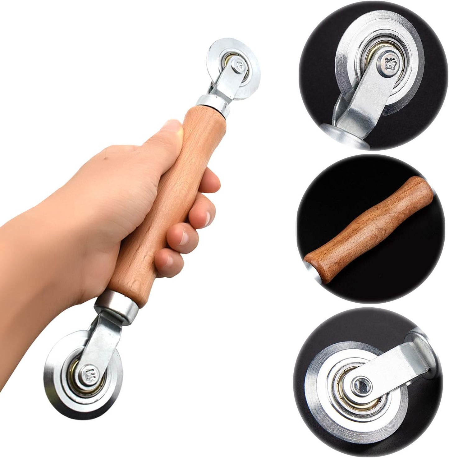 BAYTORY 3Pcs Screen Rolling Tool Kit for Installing Door Mesh Screens Window, Screen Spline Roller Tool with Wooden Handle and Steel Bearing Wheels, Durable and Easy to Use