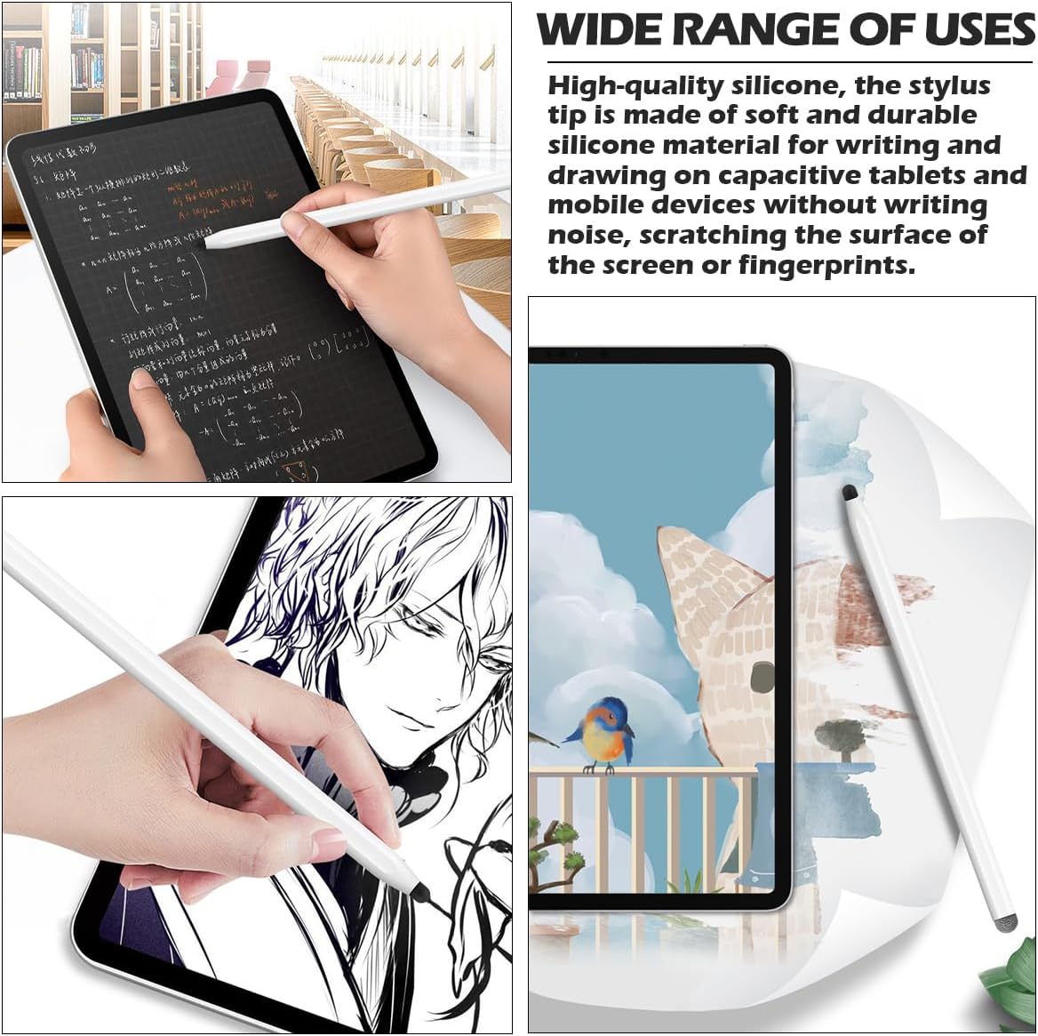 20Pcs Replacement Tips Silicone Rubber Touch Screen Pens Tips for Touch Pen (8 * 10mm)