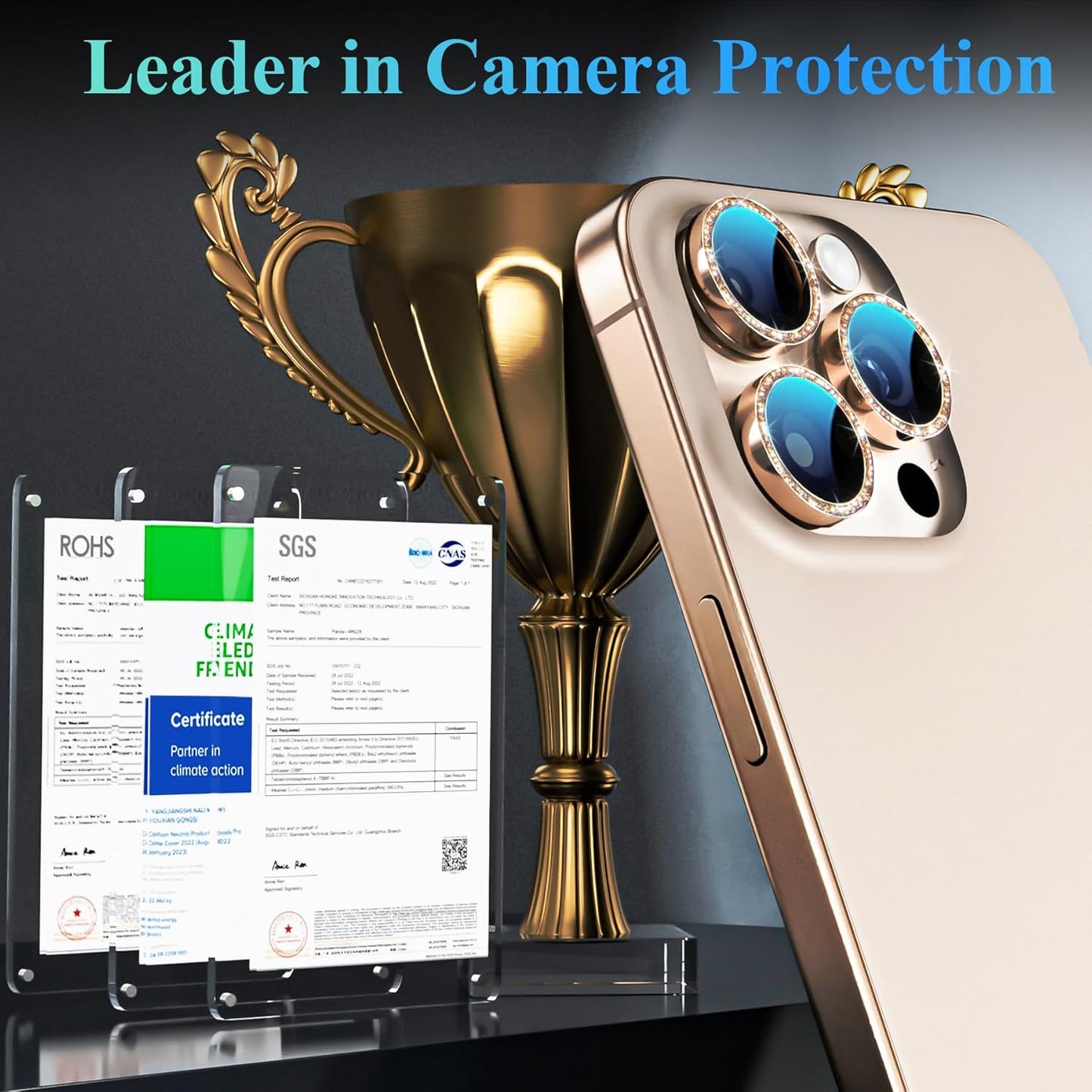 YWXTW Designed for iPhone 16 Pro/iPhone 16 Pro Max Camera Lens Protector Bling, [New Glitter Design] Individual Metal Tempered Glass Camera Cover Accessories Case Friendly (Desert Titanium)