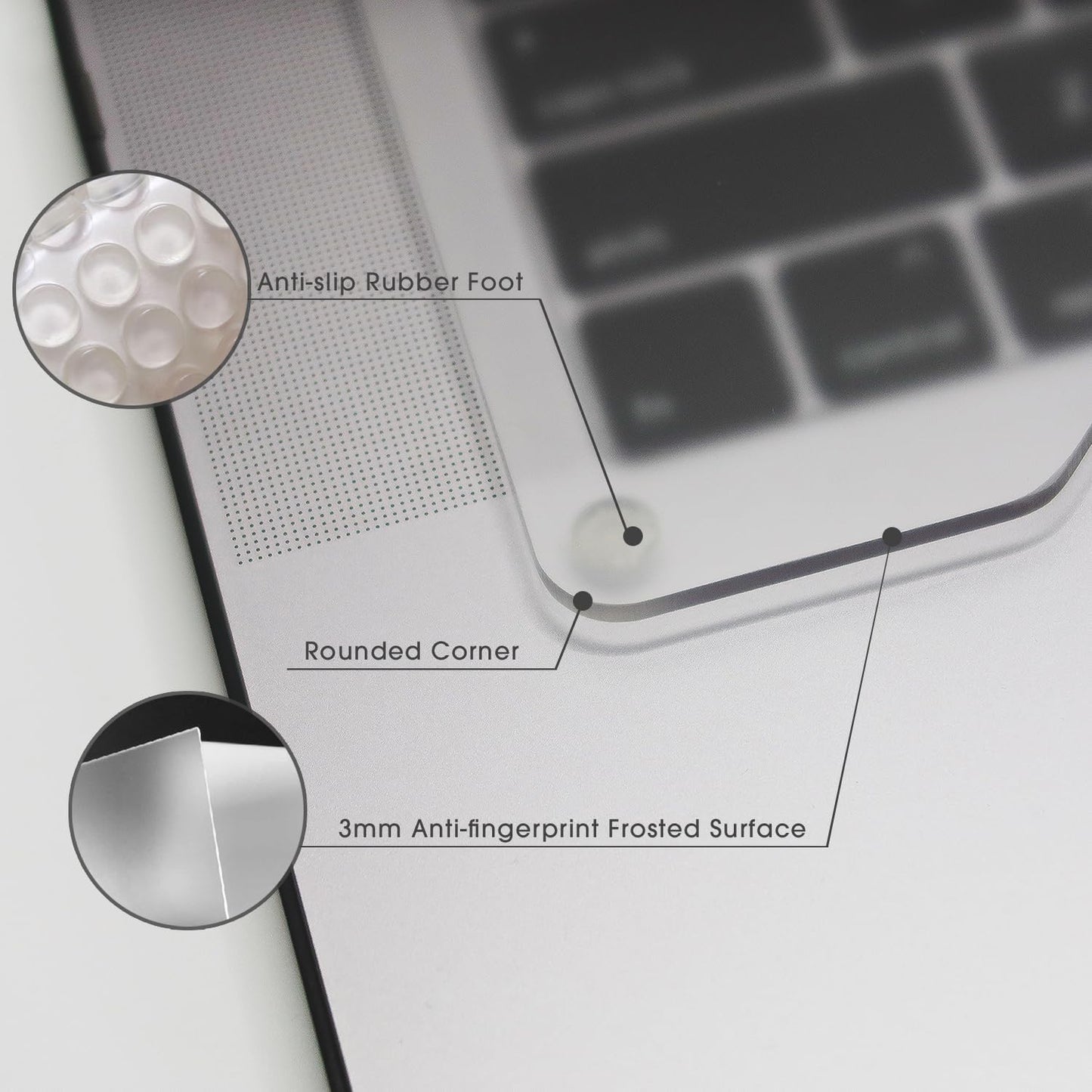 Kado Lift Riser Acrylic for External Keyboard, Frosted Surface Black, Office Gaming Laptop Keyboard Cover Mechanical 40%/60%/65%/70% Stand Holder Made for MacBook Air/Pro 13"/14"/15"/16"