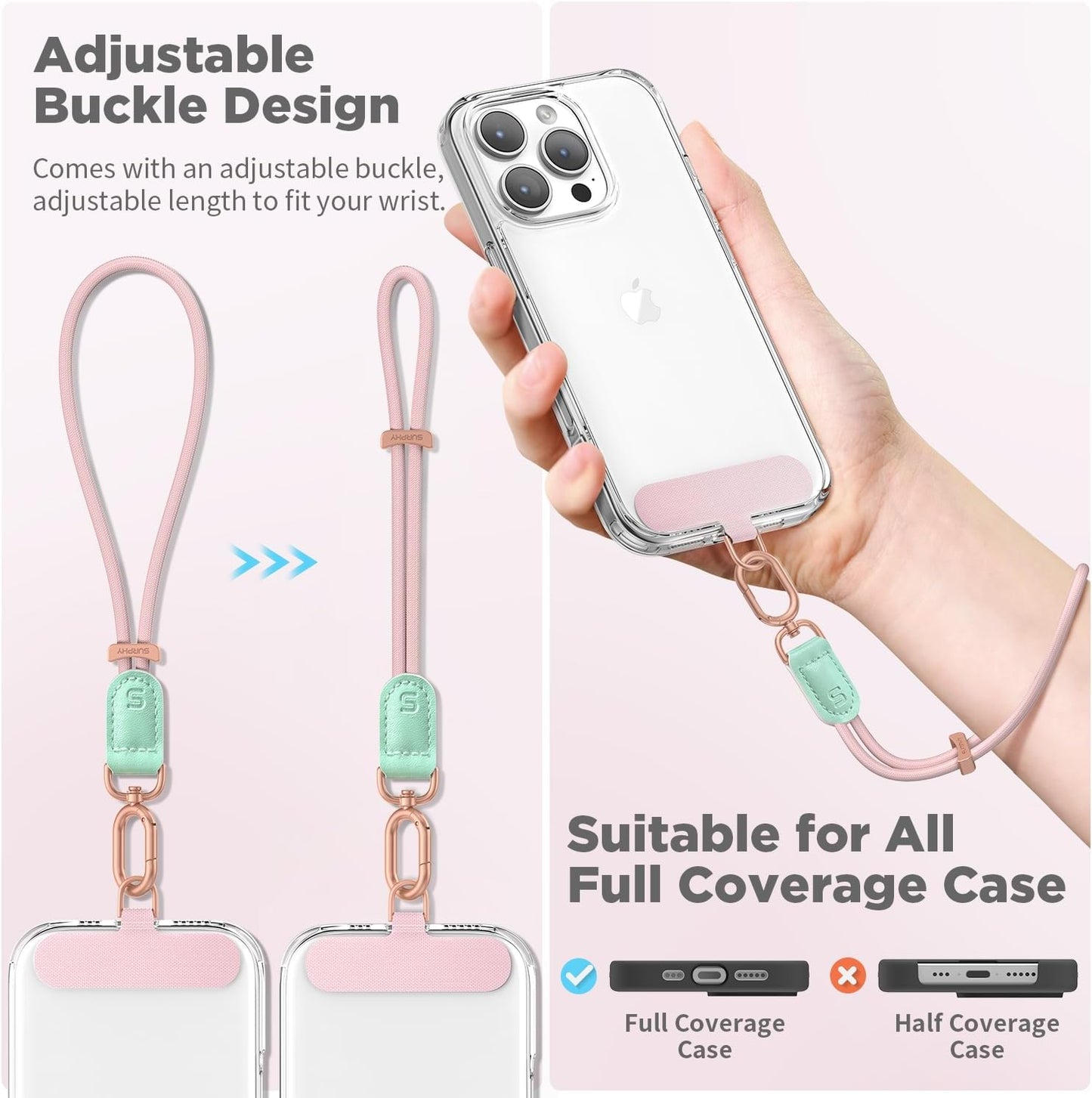 SURPHY Phone Wrist Strap, Keychain Wristlet, Phone Strap Charm with Tether Tab, Cellphone Lanyard Wrist, Key Chain for Women