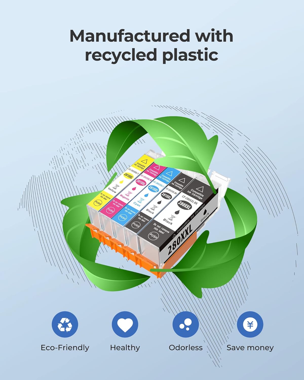 PGI-280XXL/CLI-281XXL Compatible Ink Cartridge Replacement for Canon Ink 280 and 281 Cartridge High Yield Use to PIXMA TR7520 TR8520 TR8500 TR8600 TR8620 TS6120 TS6220 TS9120 (5 Value Pack)