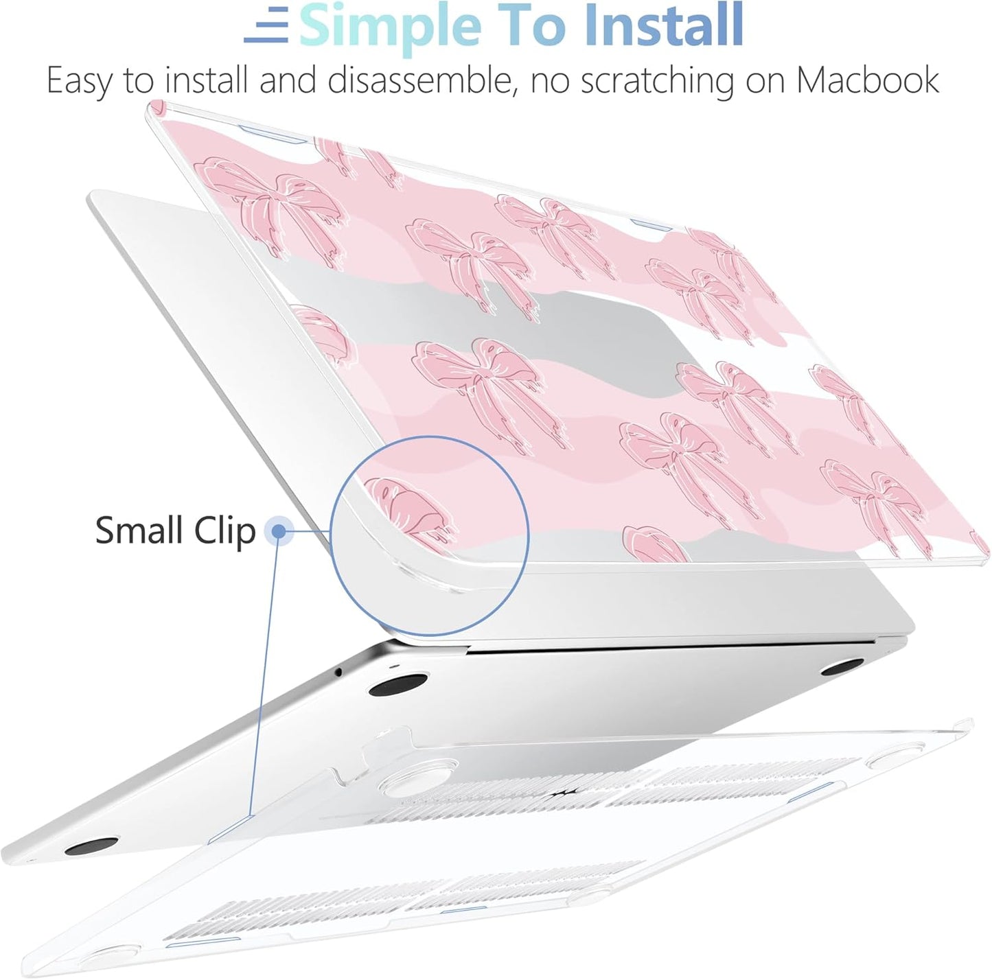 MEEgoodo Case for M4/M3/M2 MacBook Air 13.6 inch Case 2025 2024 2022, Fit Model A3240/A3113/A2681, Laptop Hard Shell with Keyboard Cover Compatible with MacBook Air 13 inch, Melted Bow