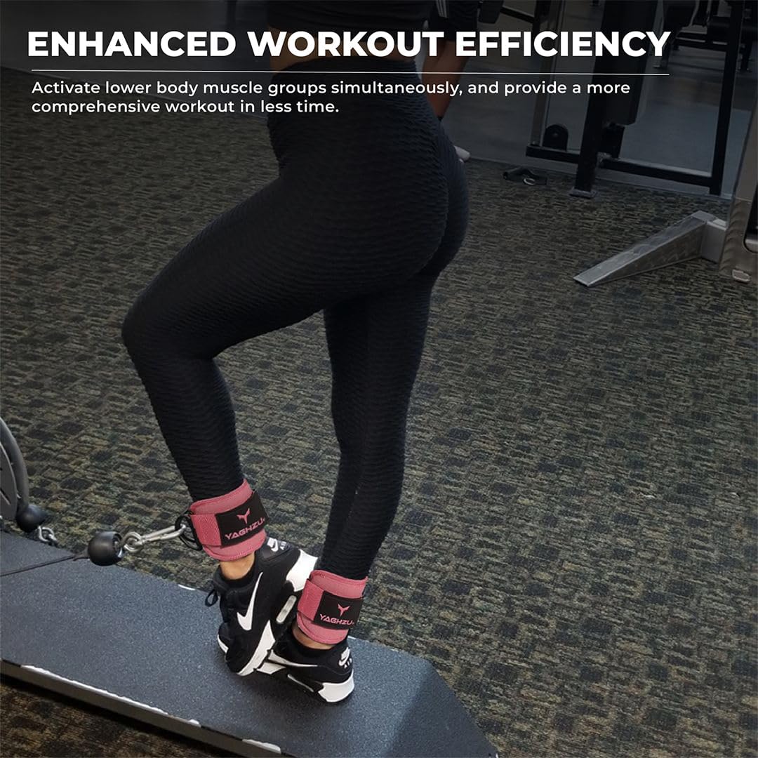 Ankle Straps for Cable Machines Women - Adjustable Gym Ankle Strap for Cable Machine, Neoprene Padded Cable Straps, Durable Leg Strap with Cable Cuff, Glute Kickback Ankle Strap with D Rings