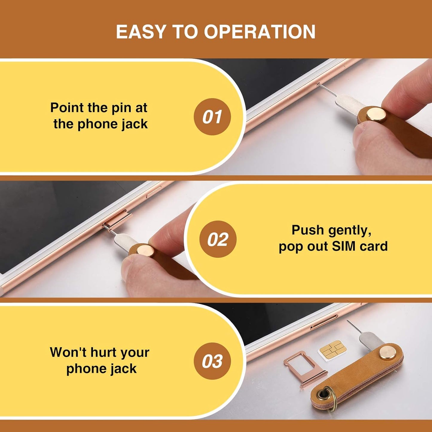 Weewooday 20 Pcs Sim Card Removal Tool Universal Sim Card Pin Card Tray Eject Pin Ejector Tool with 1 Detachable Keychain Charm for Smart Phones and Tablets