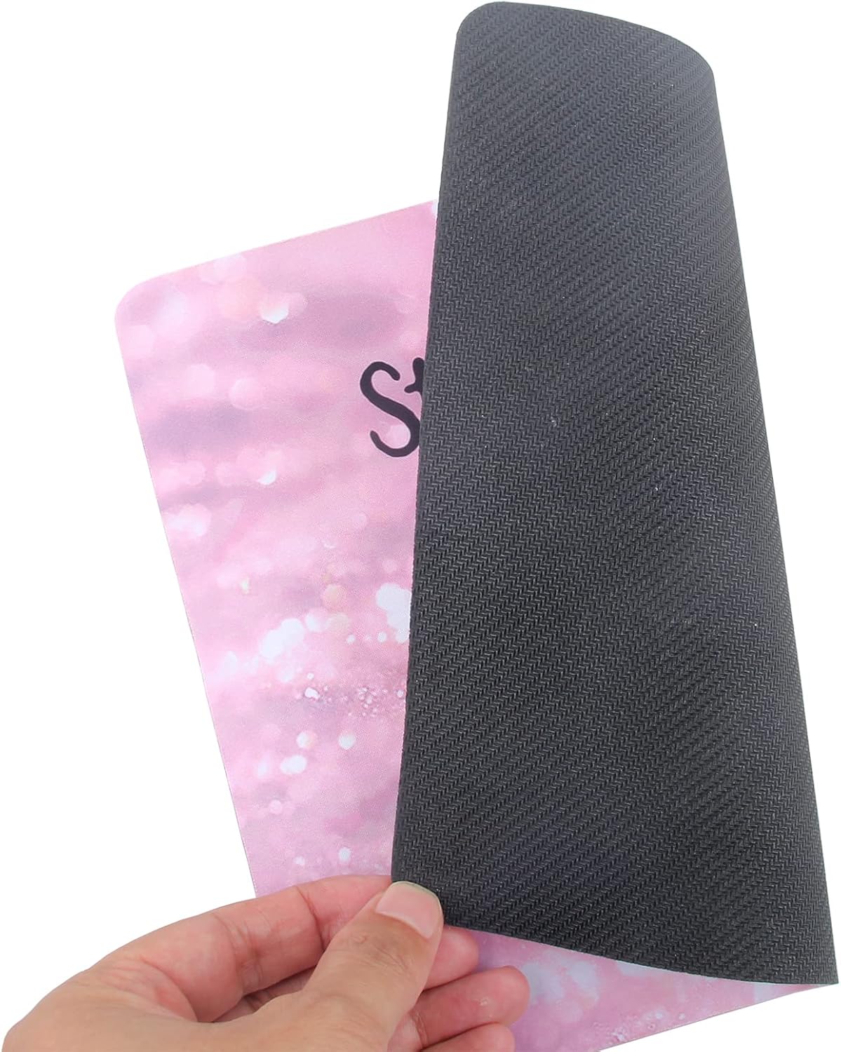 Mouse Pad, Gaming Mouse Pad, Non-Slip Rubber Base Mouse Mat with Designs for Laptop, Computer & Office, 9.5 x 7.9 x 0.12 inches (Pink Letter)