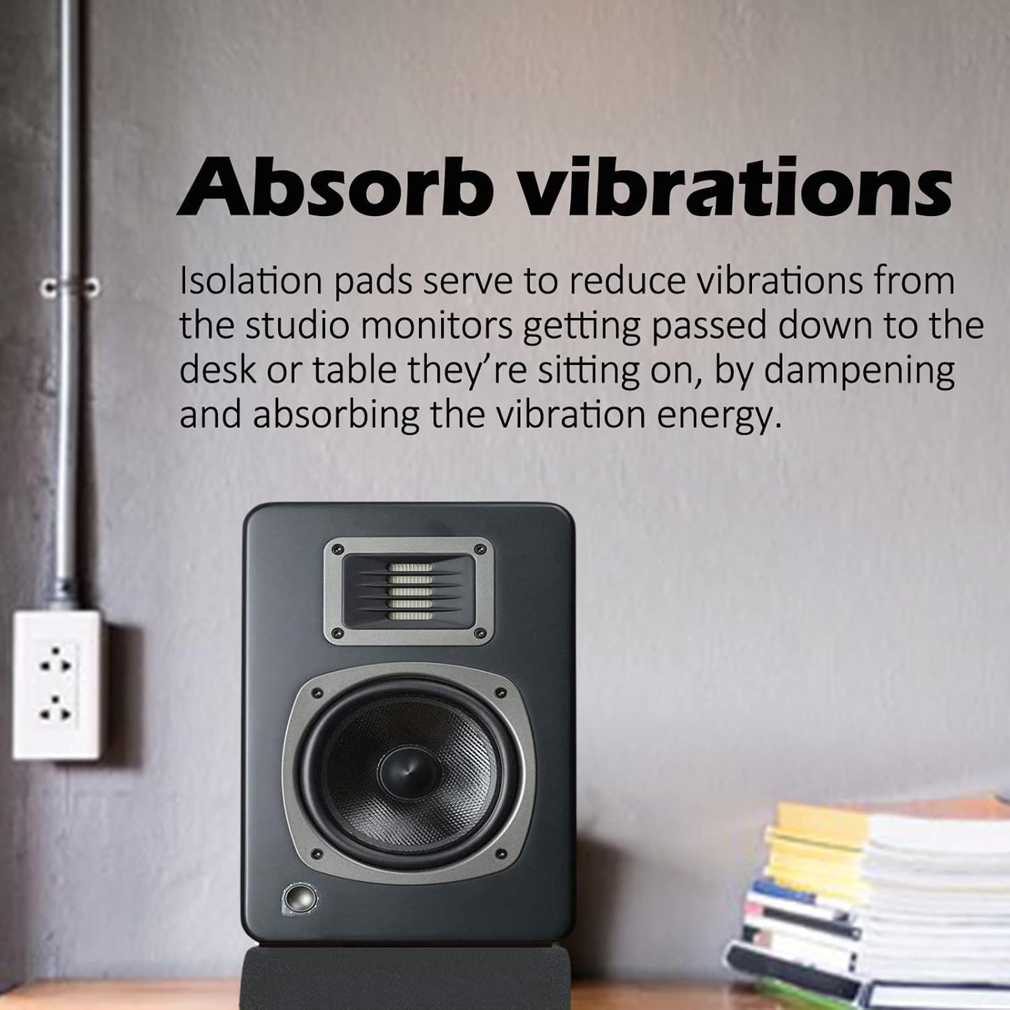 Studio Monitor Isolation Pads, Made of High Density Acoustic Foam, 2 Packs Sound Dampening Speaker Riser Foam to Prevent Vibrations