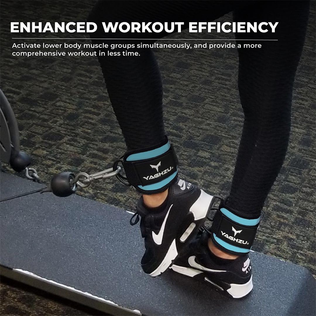 Ankle Straps for Cable Machines Women - Adjustable Gym Ankle Strap for Cable Machine, Neoprene Padded Cable Straps, Durable Leg Strap with Cable Cuff, Glute Kickback Ankle Strap with D Rings