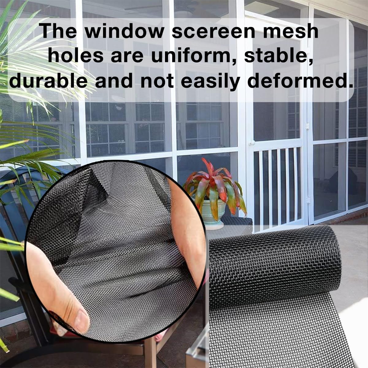 48inch*100ft Window Screens Replacement, Cuttable Fiberglass Roll Screens Door Mesh, Repair Screens Net DIY Screening Mesh Netting Black for Windows, Door, Pool, Porch,Patio
