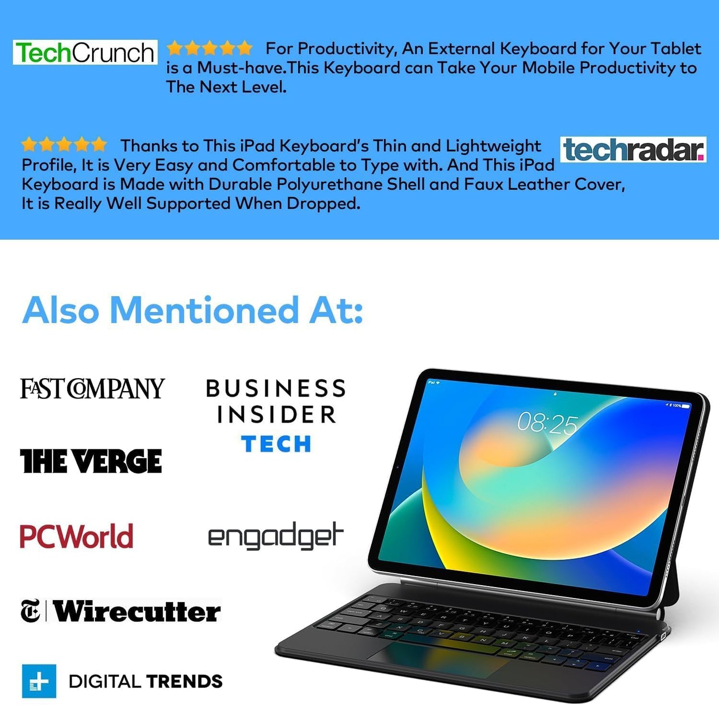 Keyboard Case for iPad 10th Generation 2022 & 11th (A16, 2025) – Magic-Style Keyboard with Multi-Touch Trackpad – Floating Cantilever Stand – Magnetic Case for iPad 10.9 inch 10th / 11th Gen.