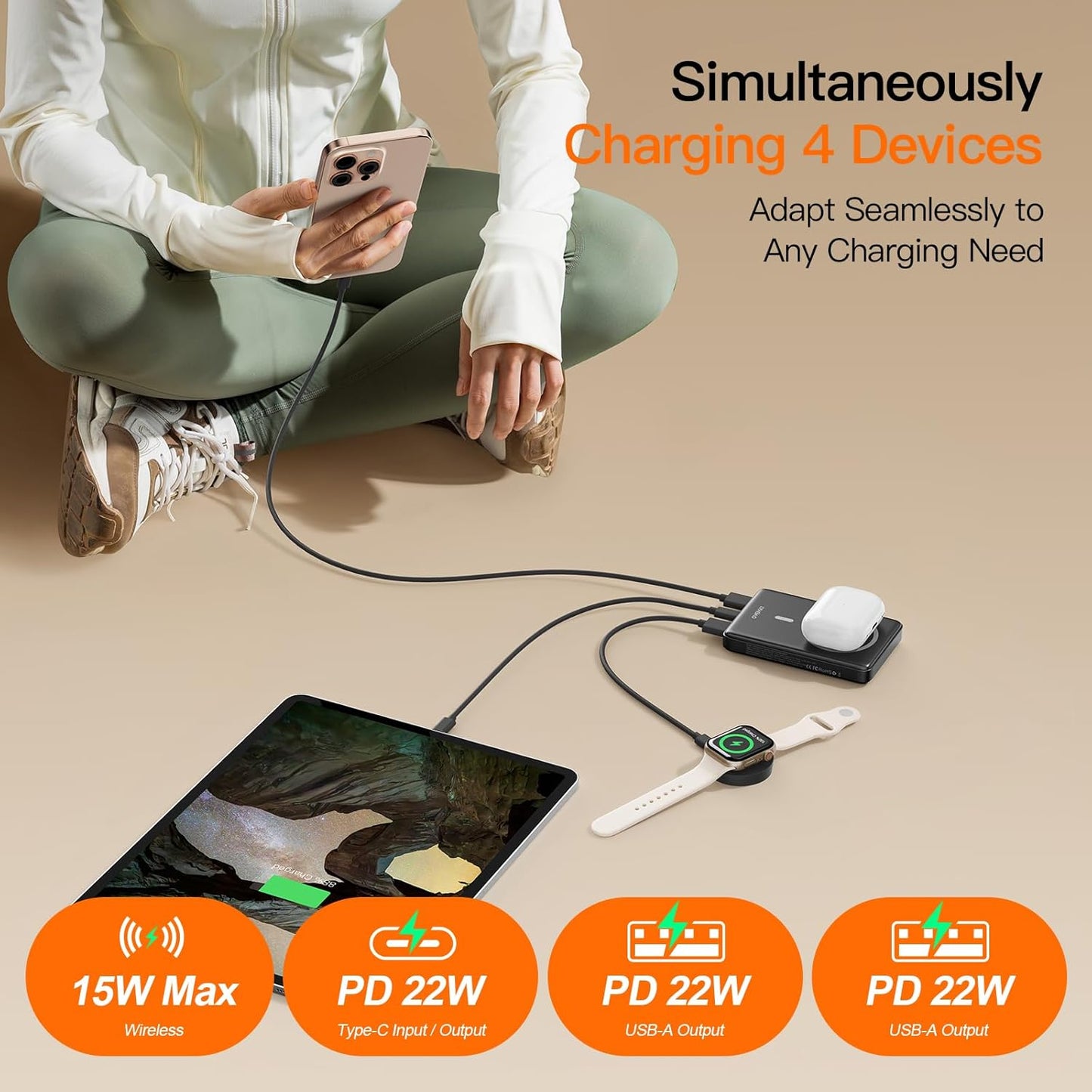 Magnetic Portable Charger, 16800mAh Wireless Power Bank, with 20W USB-C Fast Charging and LED Digital Display Magnetic Battery Pack, Compatible with iPhone 16/15/14/13/12 Full Series (2025)