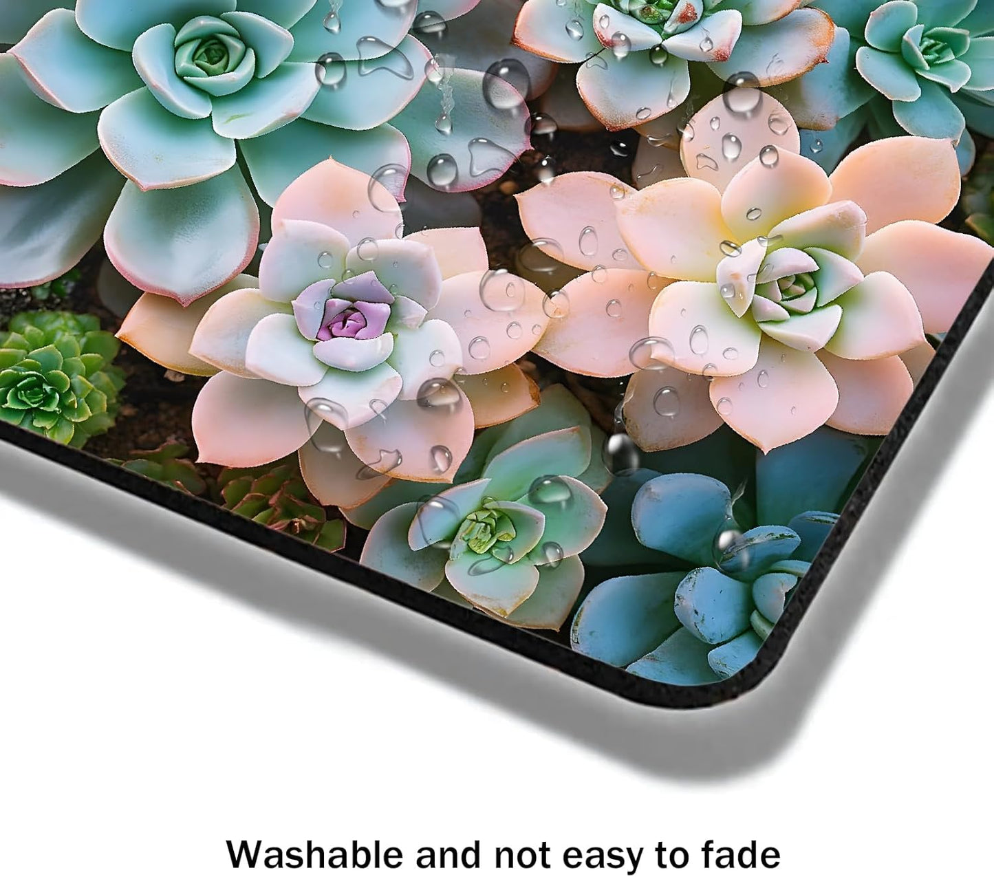Mouse Pad, Cute Succulent Plants Mouse Pads for Desk, 9.5" x 7.9" Non-Slip Rubber Base Computer Mousepad with Women, Portable Square Design for Wireless Mouse and Pad Laptop Office & Travel