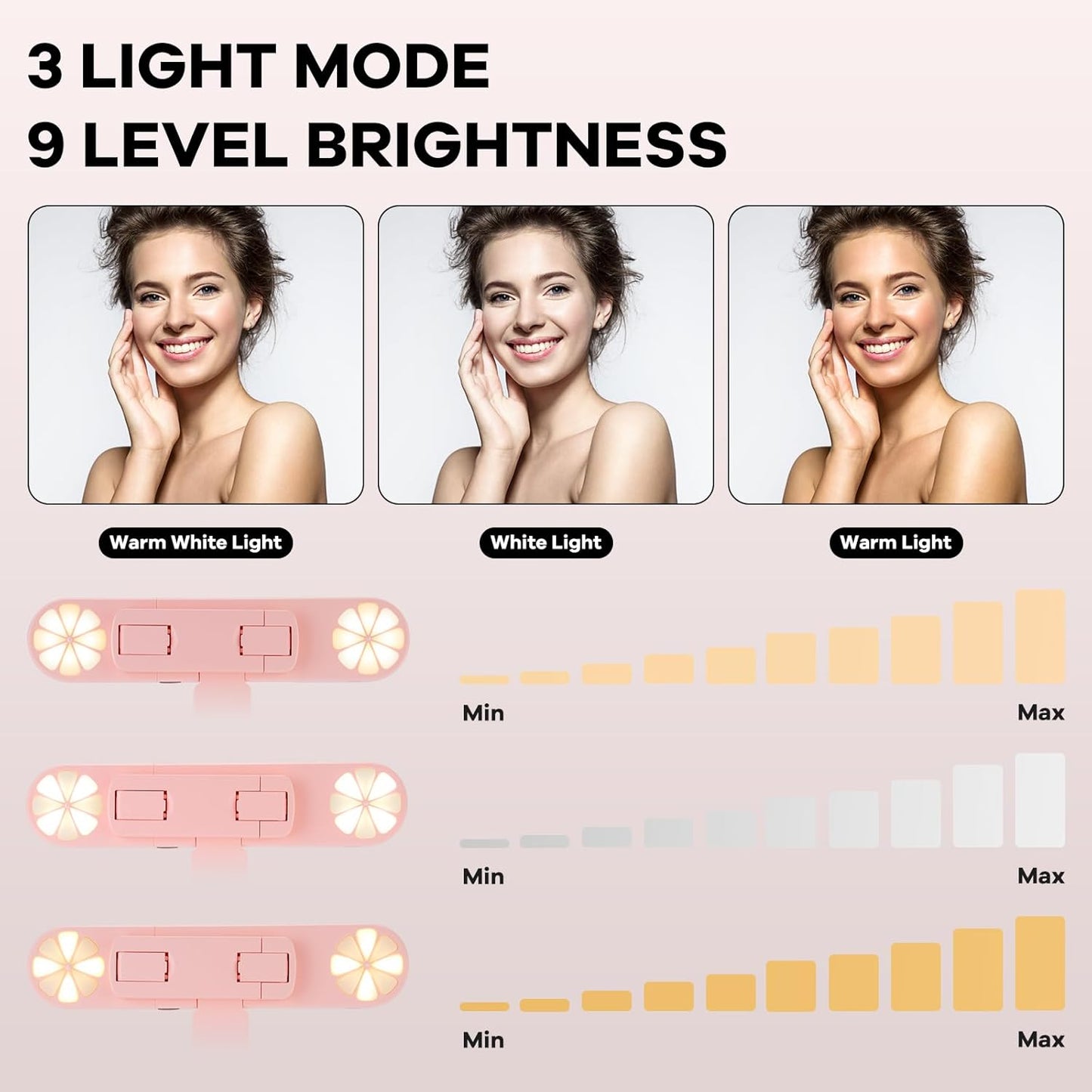 Mini Phone Tripod Stand,MQOUNY 38" Phone Tripod &Selfie Stick with Wireless Rechargeable Remote & Removable Light, Extendable Tripod Stand 360 Rotation Compatible with Phone&Android (MEI-Pink)