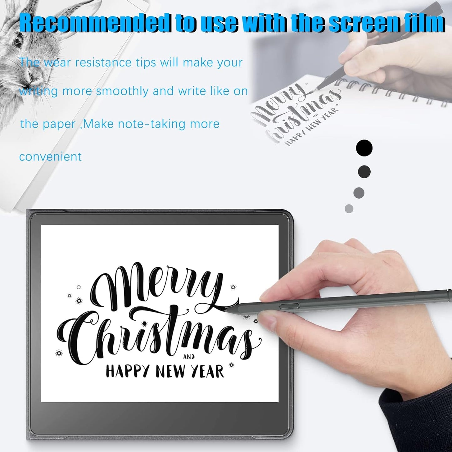 No Wore Out Titanium Alloy Replacement Fine Tips fit for Kindle Scribe Basic and Premium Pens Digital Pen, Smooth Ballpoint Note Taking Backup Nibs,2 Pcs,Gray