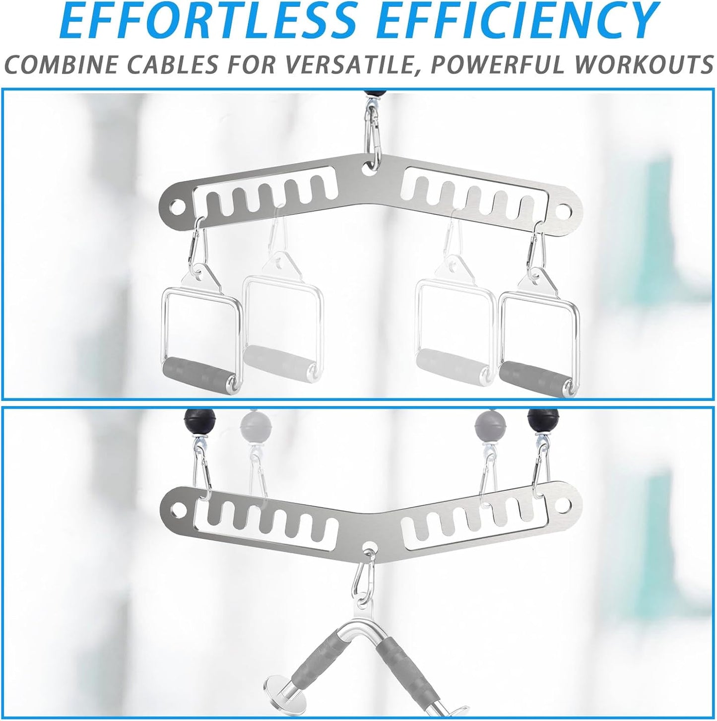 Double to Single Adaptor Plate for Cable Pulley Machines Durable Solid Stainless Steel with 3 Carabiners Suitable for Dual Cable Machines LAT Pulldown, Shoulder & Biceps Exercises