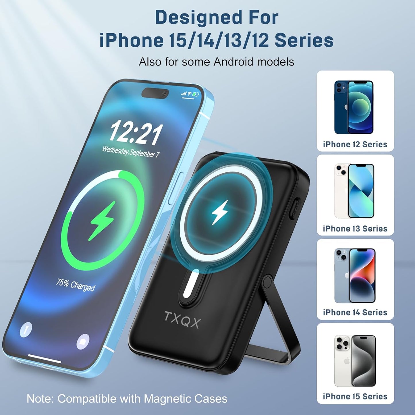 Wireless Portable Charger 10000mAh,Magnetic Power Bank with Built-in Cables LED Display,22.5W PD Fast Charging for Magsafe Battery Pack Compatible with iPhone16/15/14/13/12/Pro/Pro Max (Black)