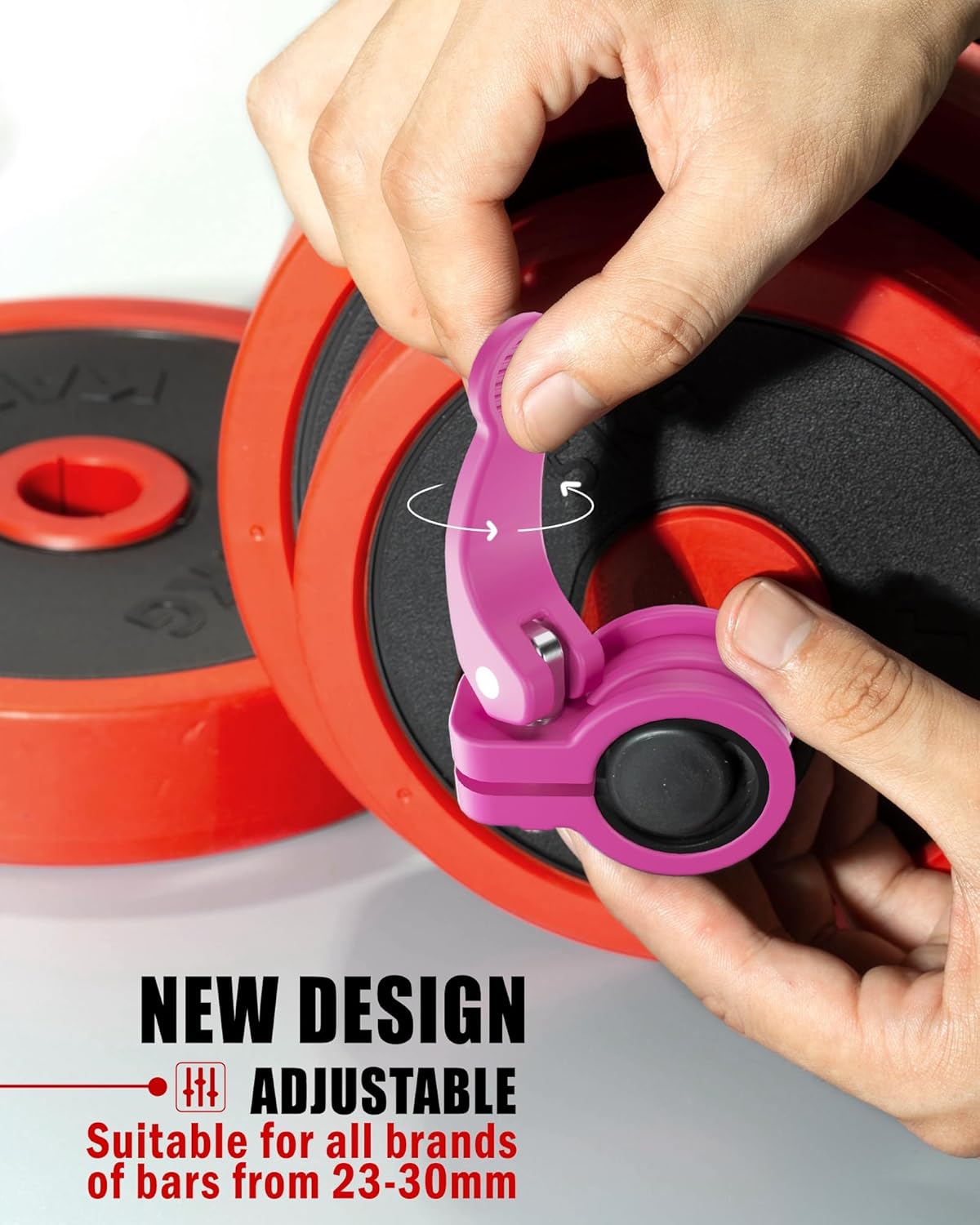 Narrow Barbell Clips 2.5cm Width for Olympic Bars, 0.9-1.18inch Adjustable Weight Clamps, Quick Release Locking Collars for Weightlifting