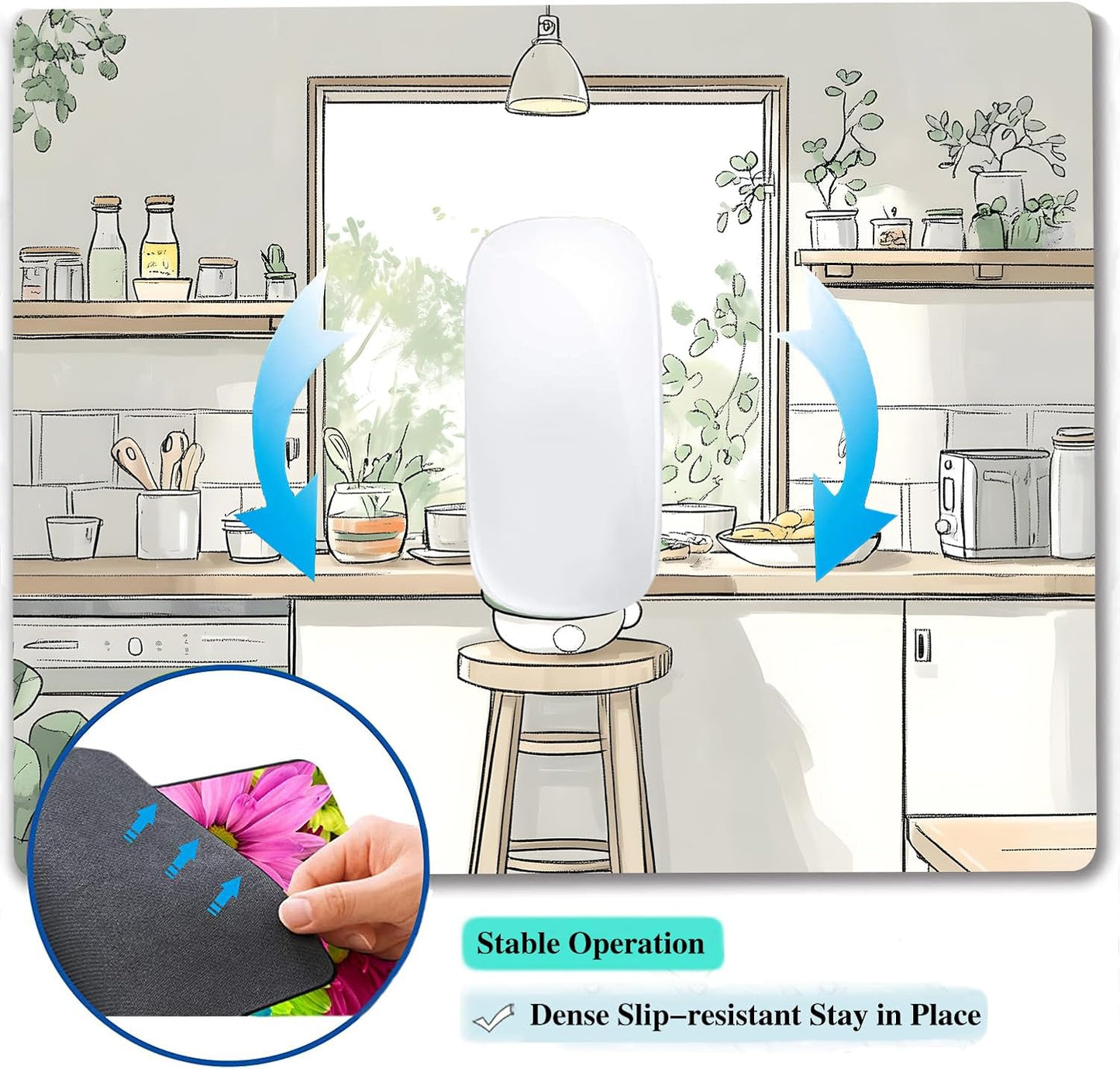 Cute Cartoon Anime Rabbit Custom Mouse Pad with Non-Slip Rubber, Small Square Design for Wireless Laptop & Computer Mouse Pads for Desk, 9.5 x 7.9 inch Smooth Surface for Gaming & Office