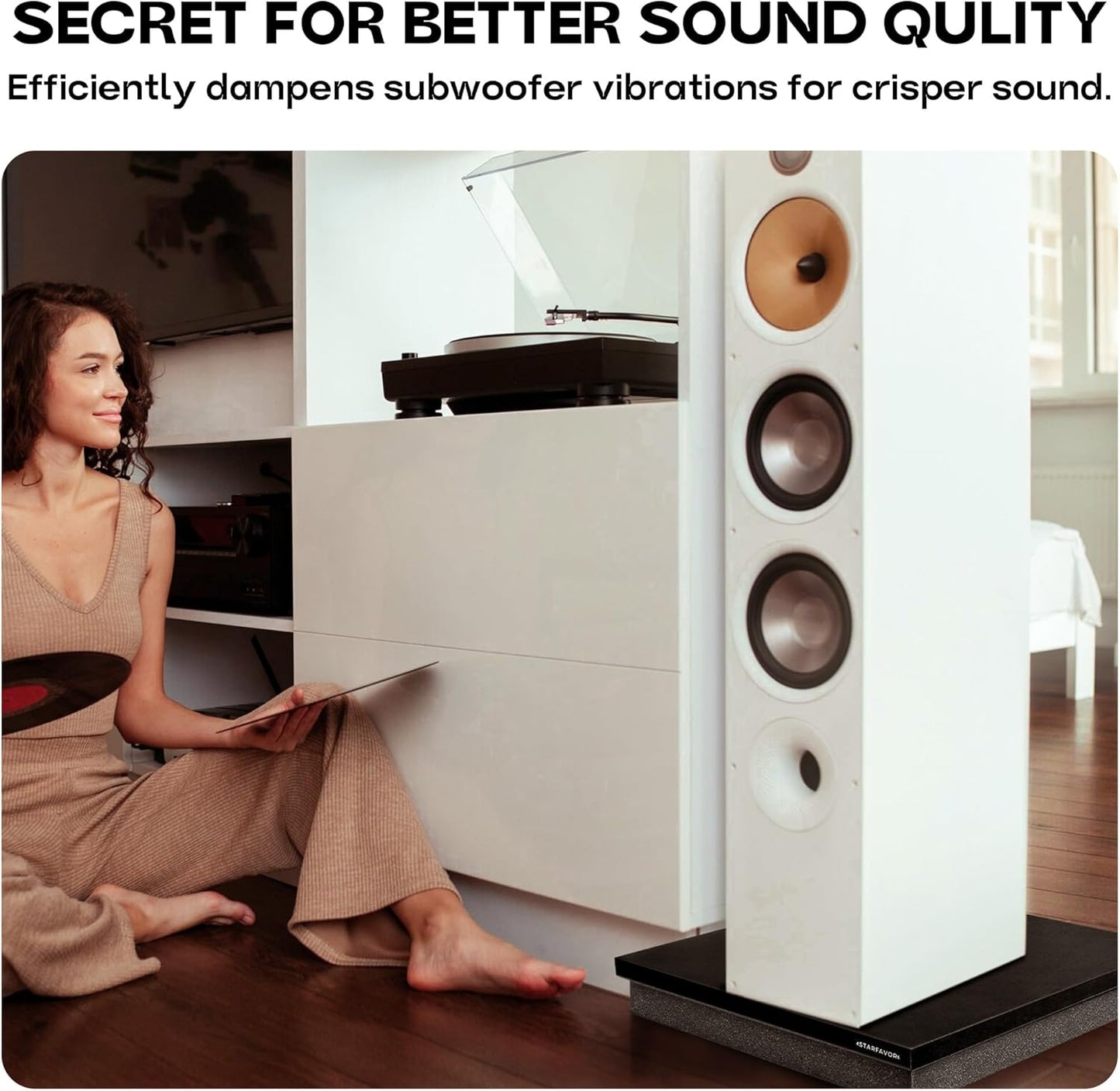 Starfavor Subwoofer Isolation Pad for 8-10 inches Subwoofers,15"*15"*2.1"Isolation Platform Acoustic Riser Pad,Audio Acoustic Noise Isolation Platform Pads for Studio Monitor,Subwoofer,Loud Speakers