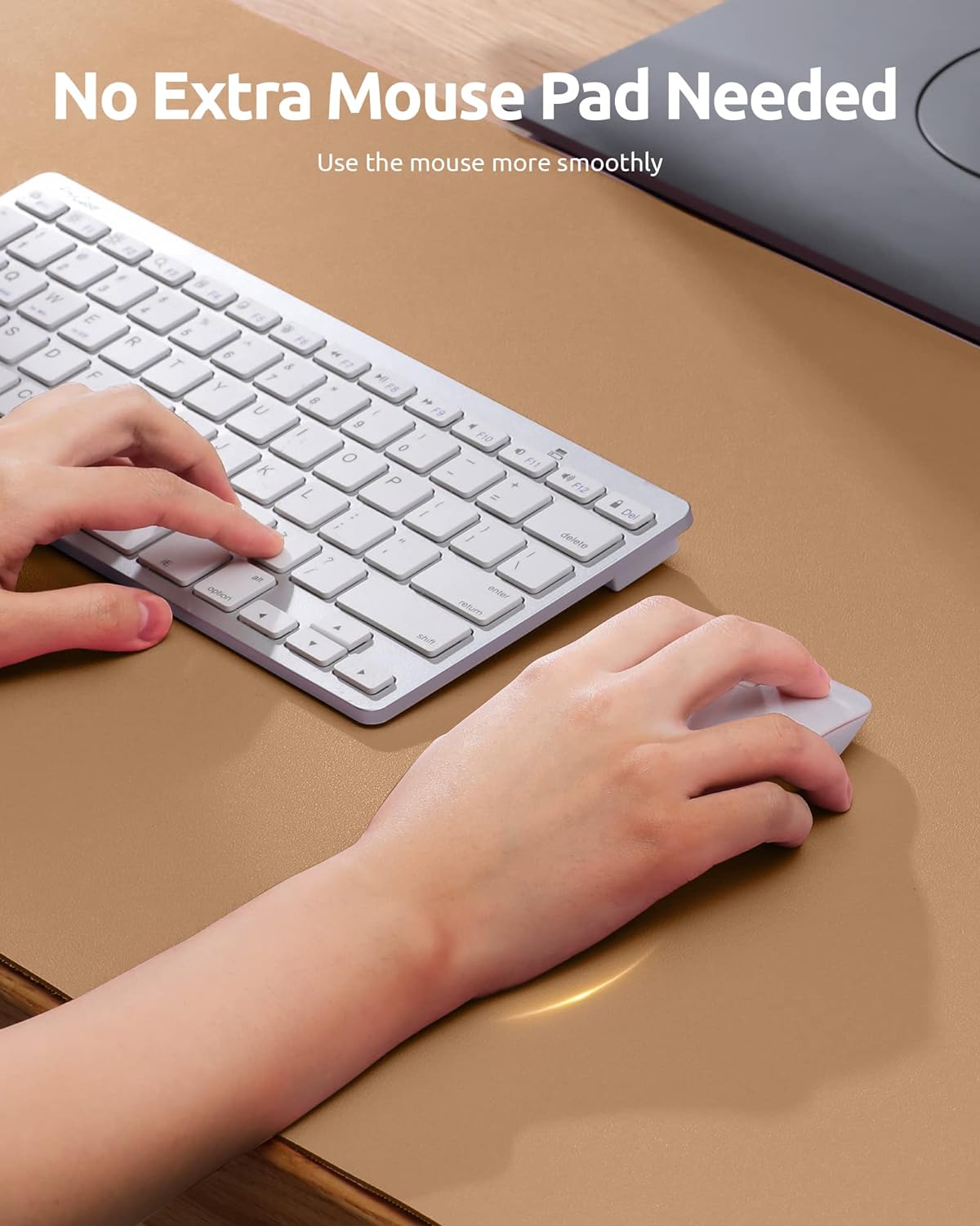 YSAGi Leather Desk Pad Protector, Office Mat, Large Mouse Pad, Non-Slip PU Blotter, Laptop Waterproof Writing for and Home (23.6" x 13.8", Khaki)