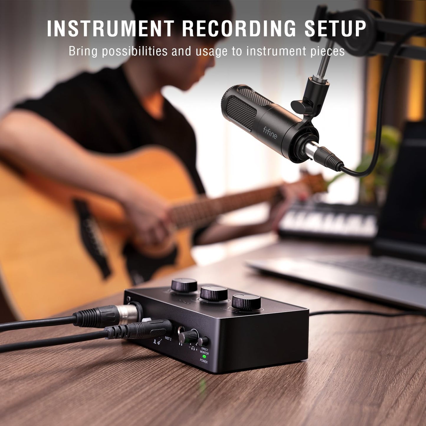 FIFINE Podcast Equipment Bundle Set, Music Recording Kit with Studio Dynamic Microphone and USB Audio Mixer with XLR Mic Input, Headphone Monitoring, Volume Knob for Vocal/Voice Over-AmpliTank KS6