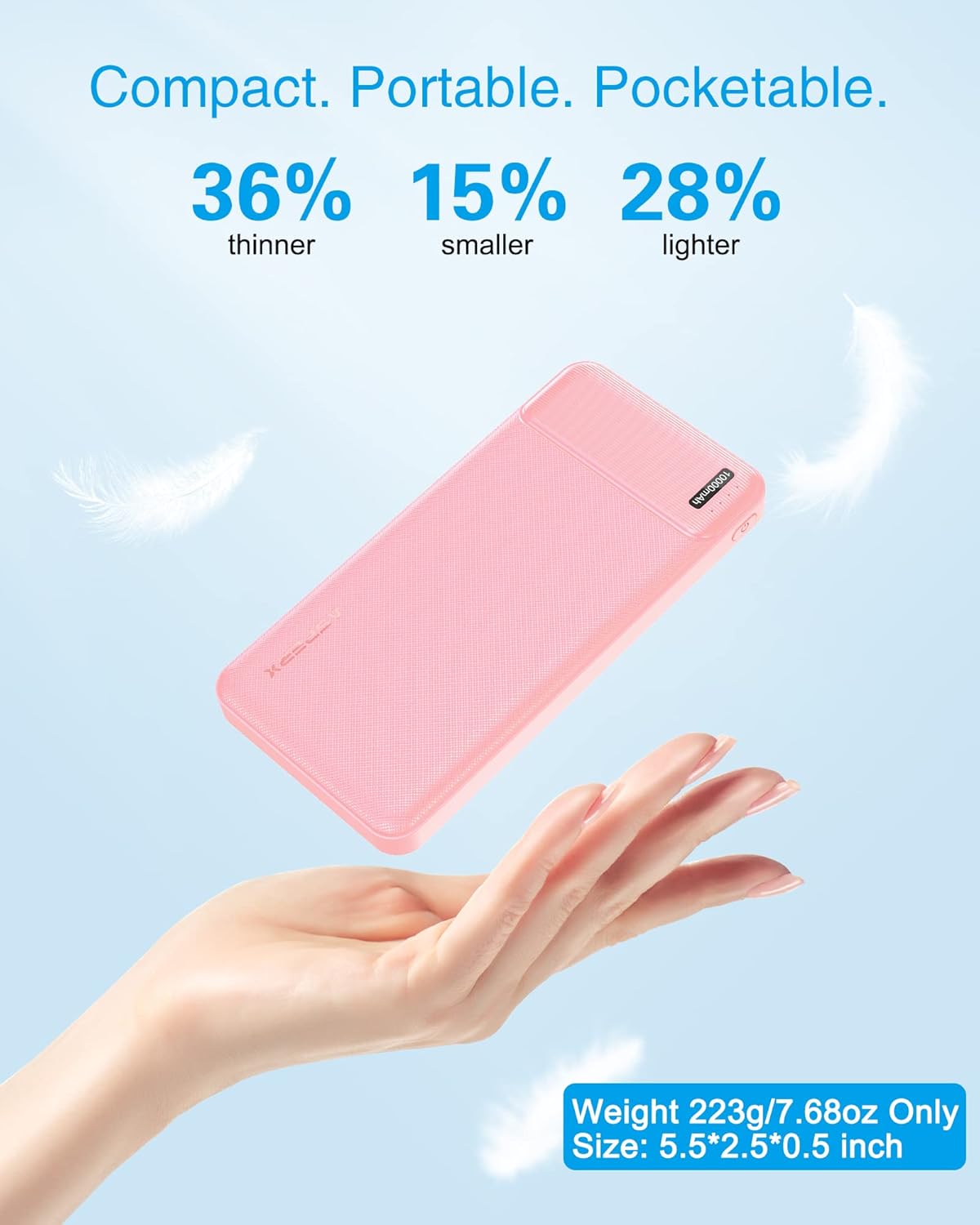 AsperX 2-Pack 10000mAh USB C Output Portable Charger Power Bank Fast Charging, Portable Battery Bank External Battery Pack for iPhone, Samsung, Google LG and Heated Vest